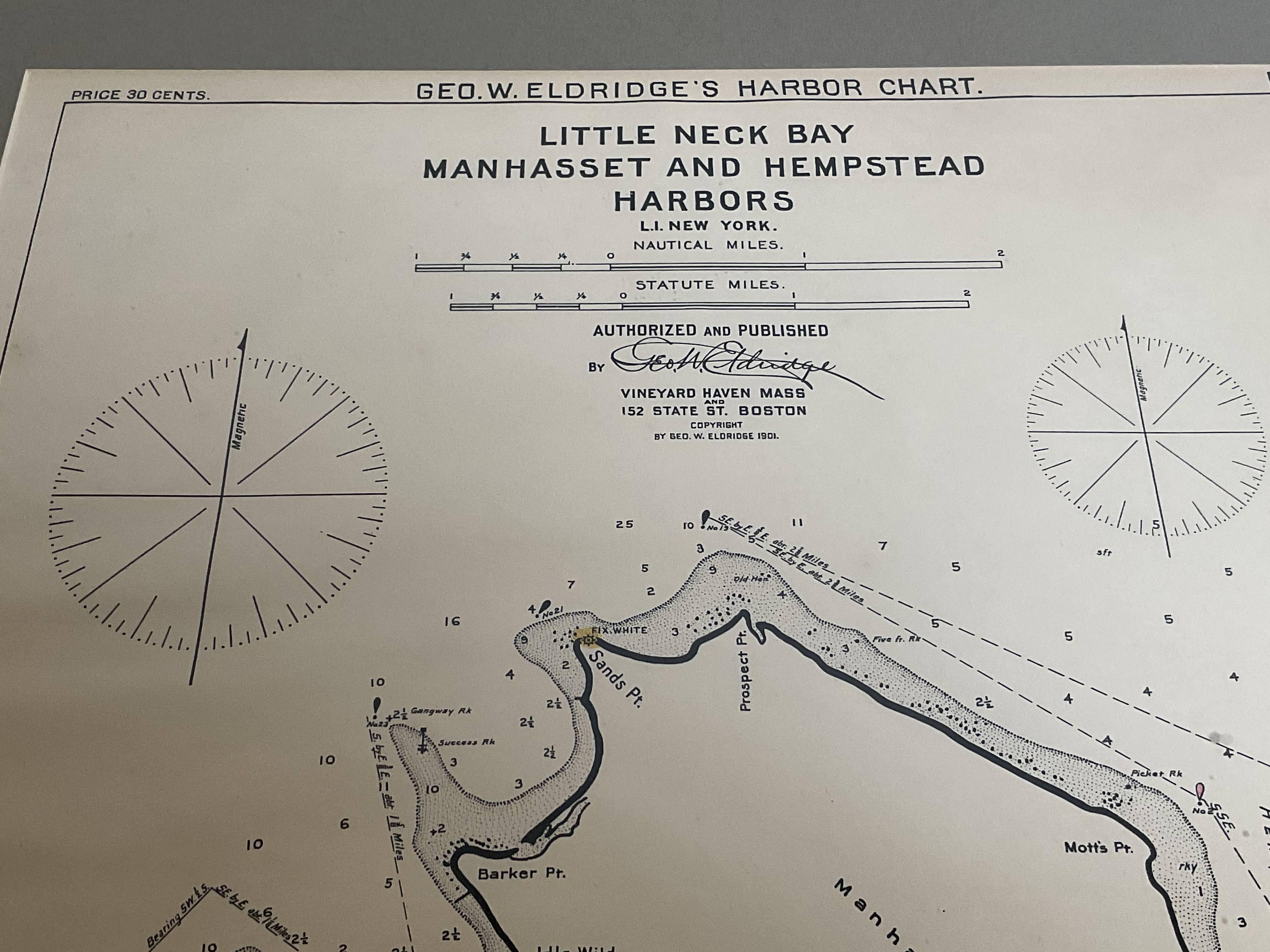 Mariners charts of Massachusett Long Island by George Eldridge 1901 For Sale 5