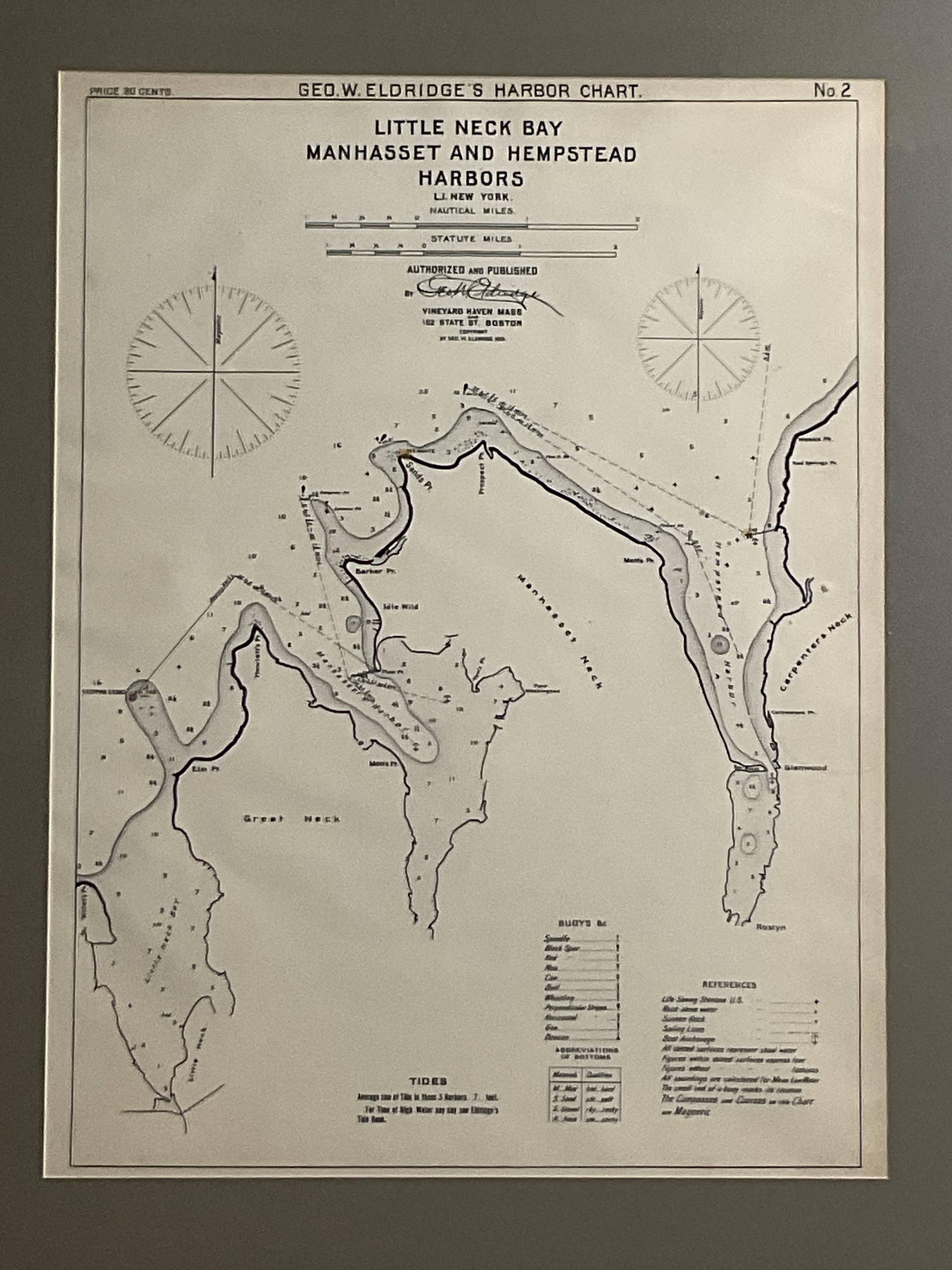 Mariners charts of Massachusett Long Island by George Eldridge 1901 In Good Condition For Sale In Norwell, MA
