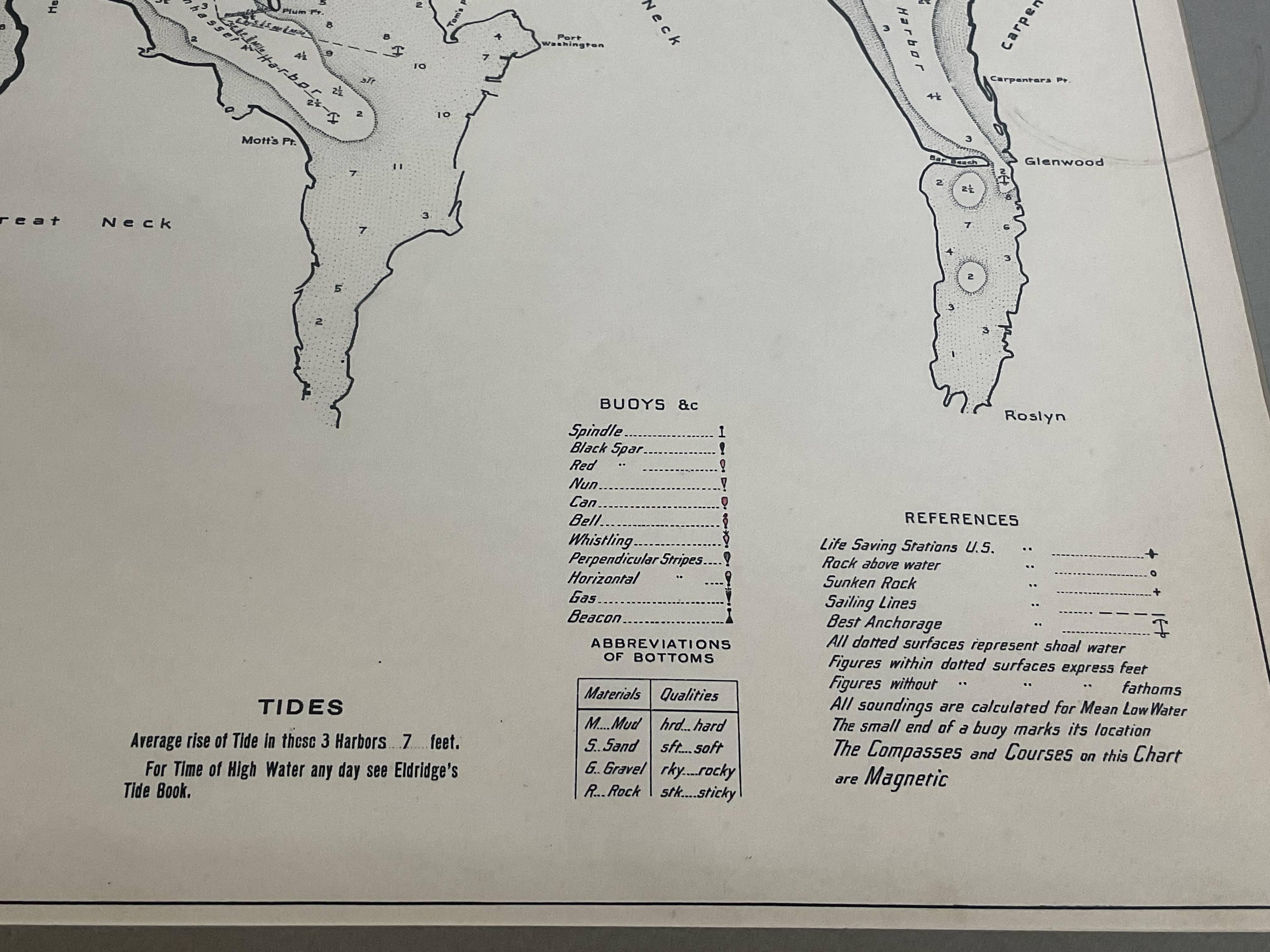Paper Mariners charts of Massachusett Long Island by George Eldridge 1901 For Sale
