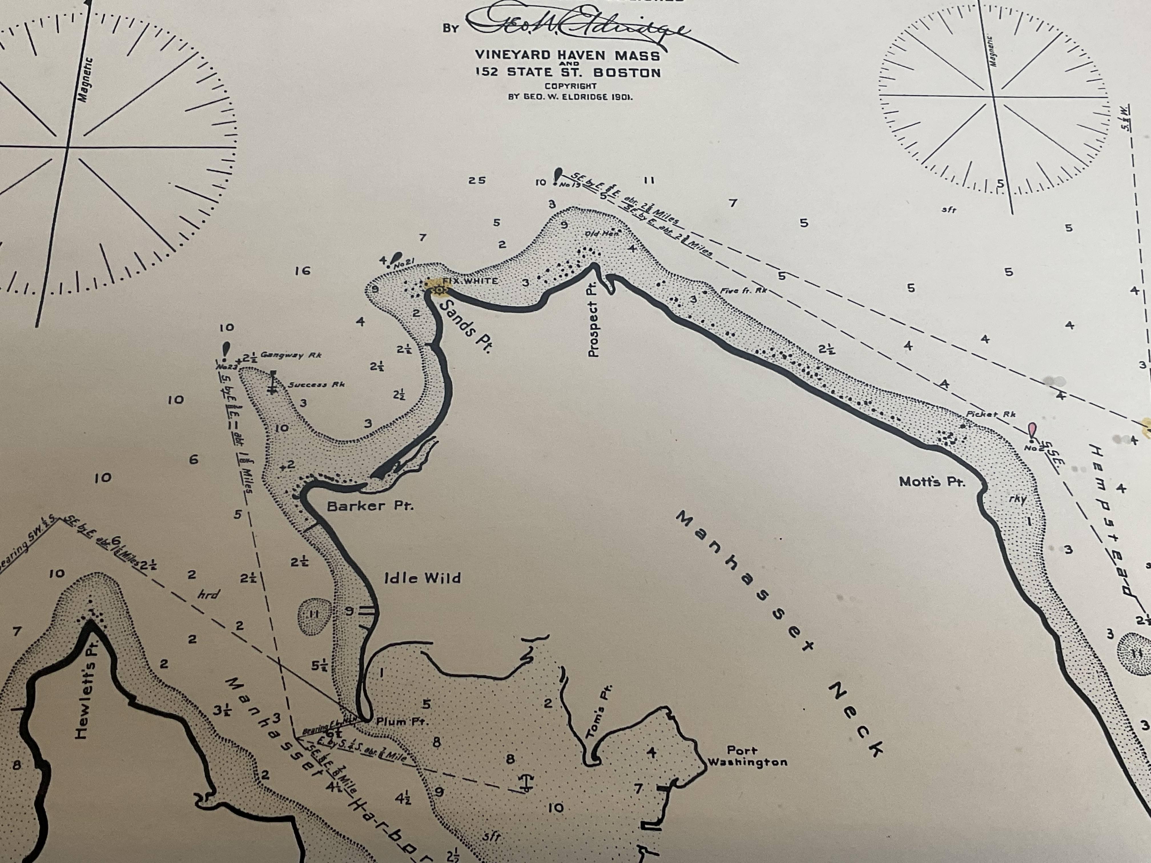Mariners charts of Massachusett Long Island by George Eldridge 1901 For Sale 3