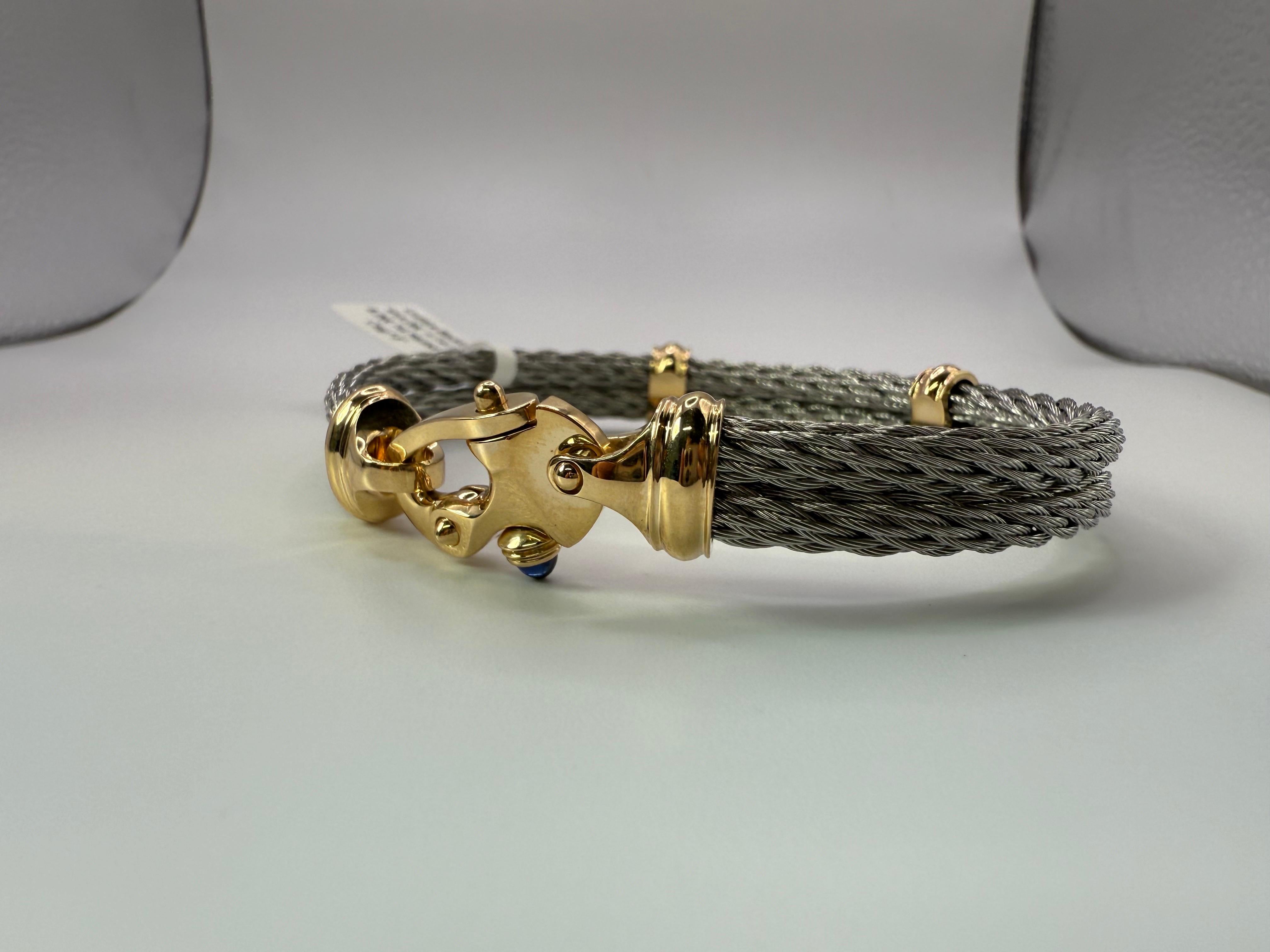 Mariners Schließe Armband 14KT Gold Saphir Herrenarmband im Angebot 5