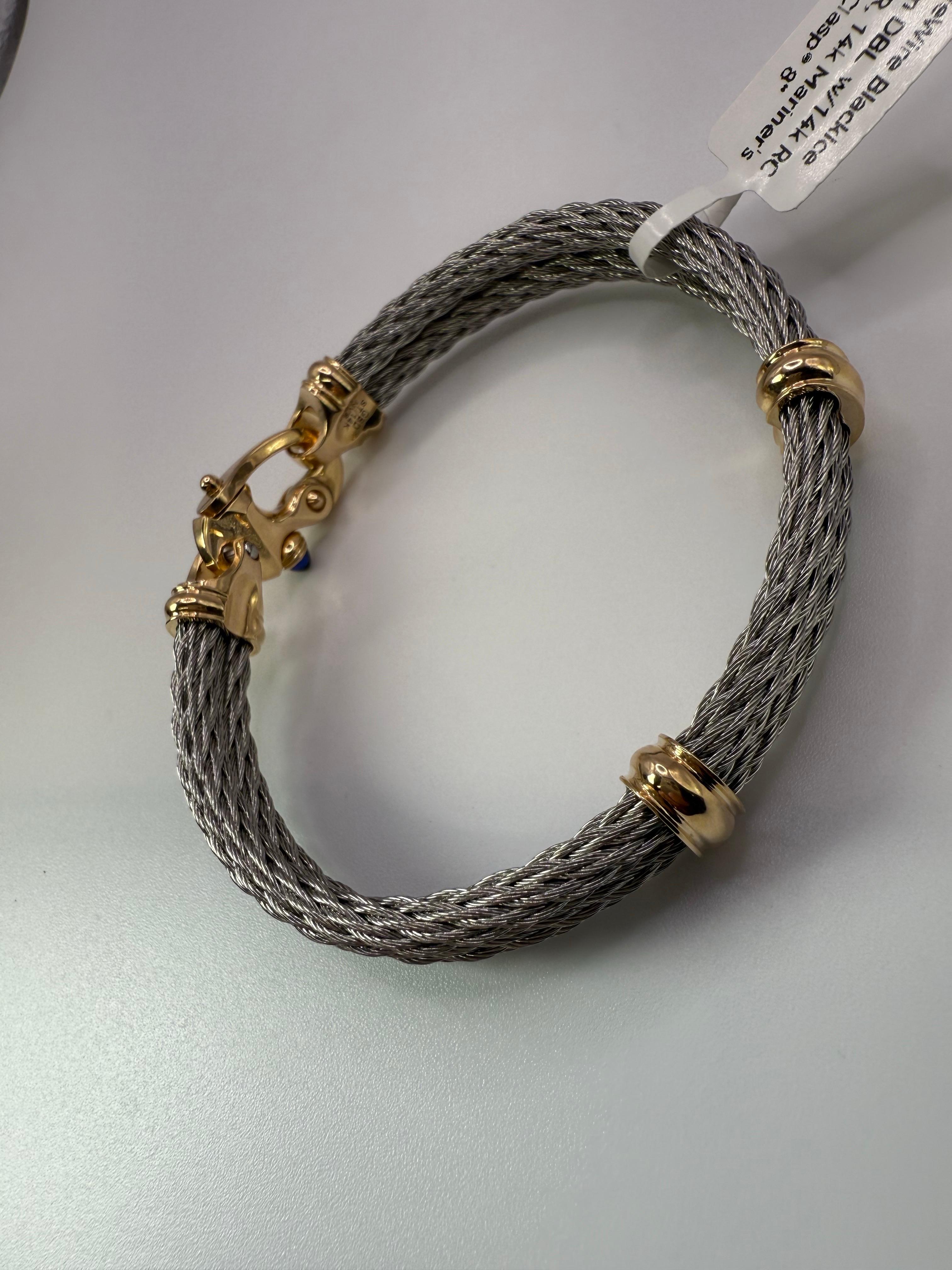 Mariners Schließe Armband 14KT Gold Saphir Herrenarmband im Angebot 6