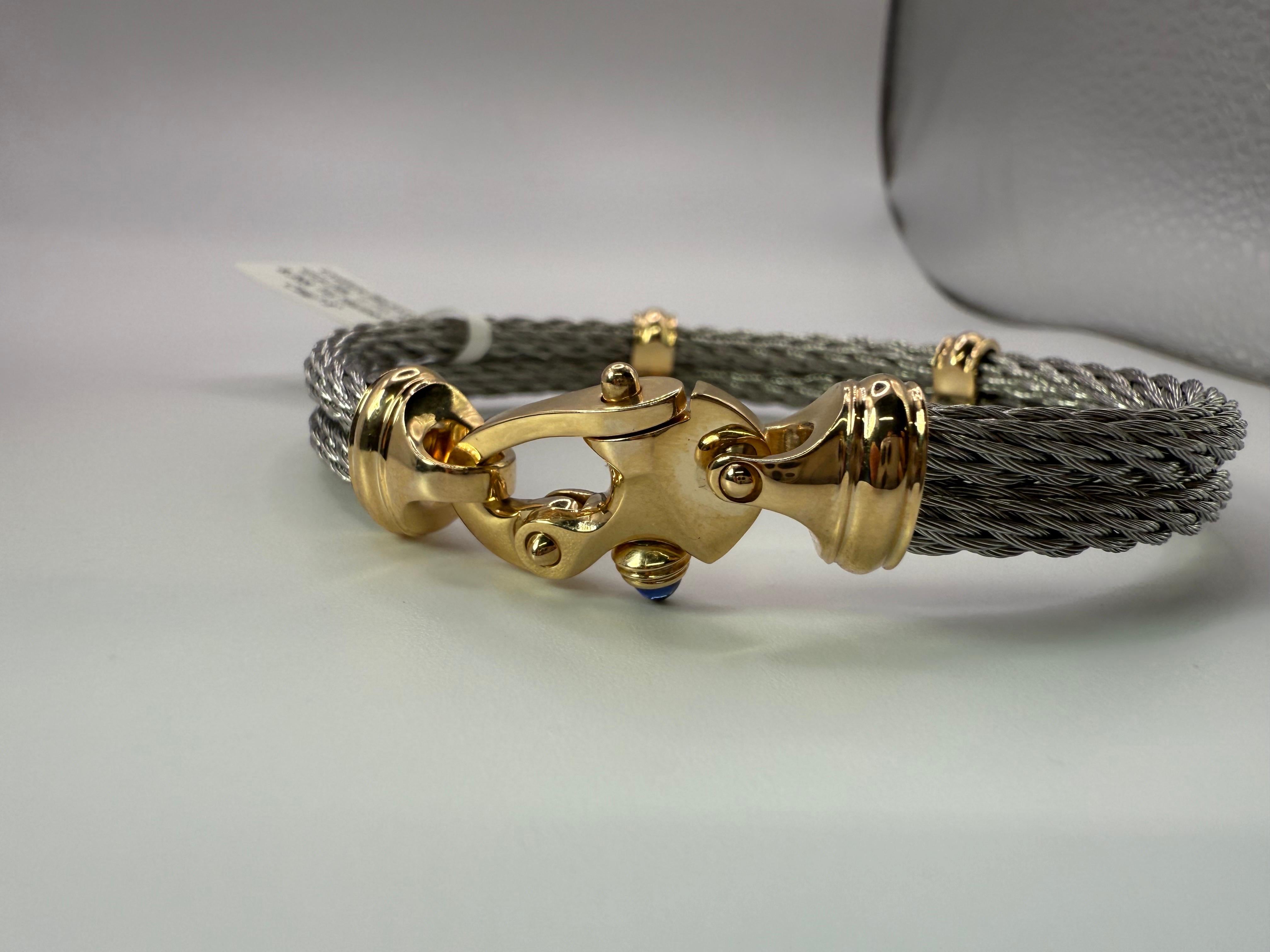 Mariners Schließe Armband 14KT Gold Saphir Herrenarmband im Angebot 8