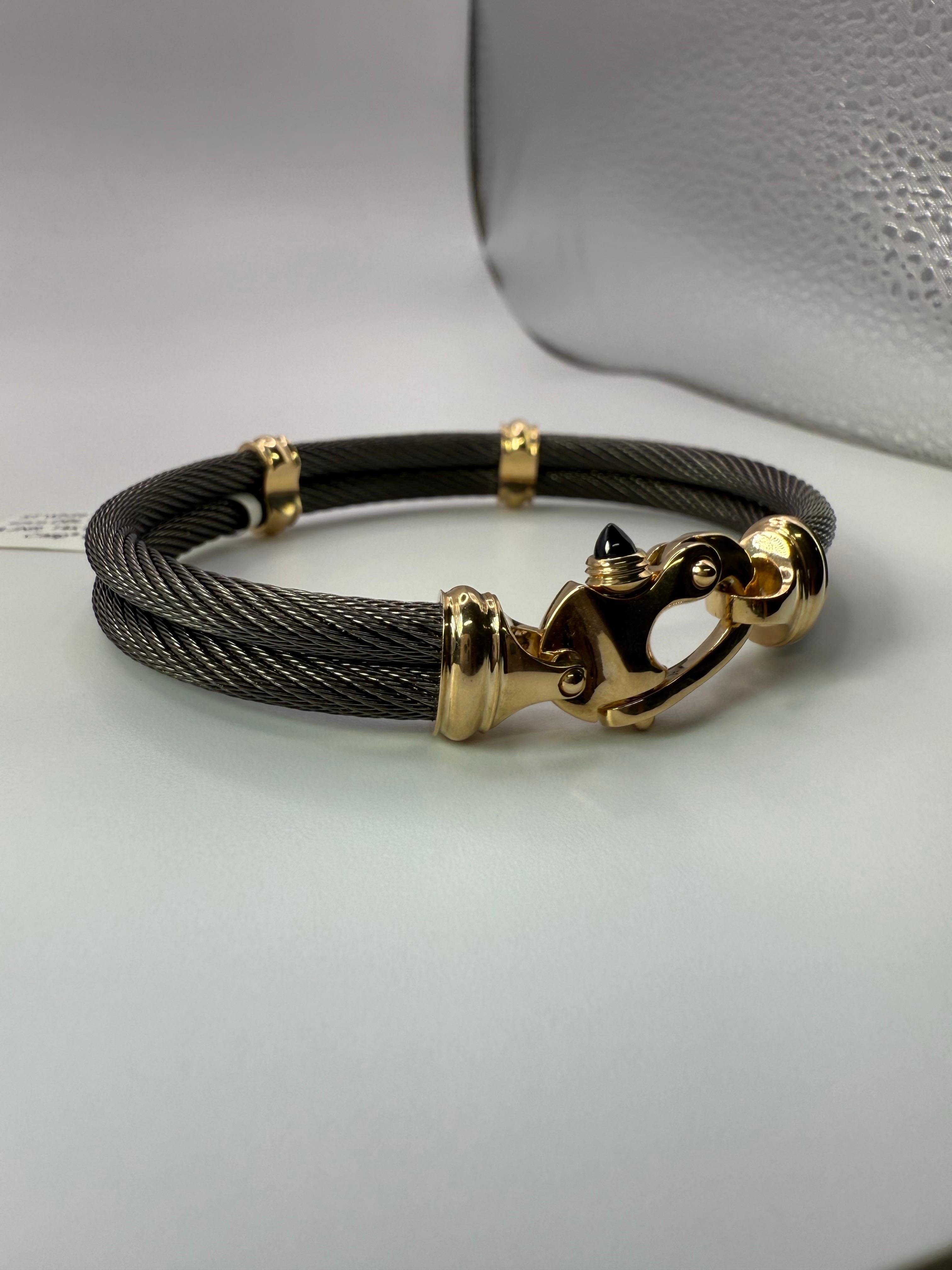 Mariners Schließe Armband 14KT Gold Saphir Herrenarmband (Cabochon) im Angebot