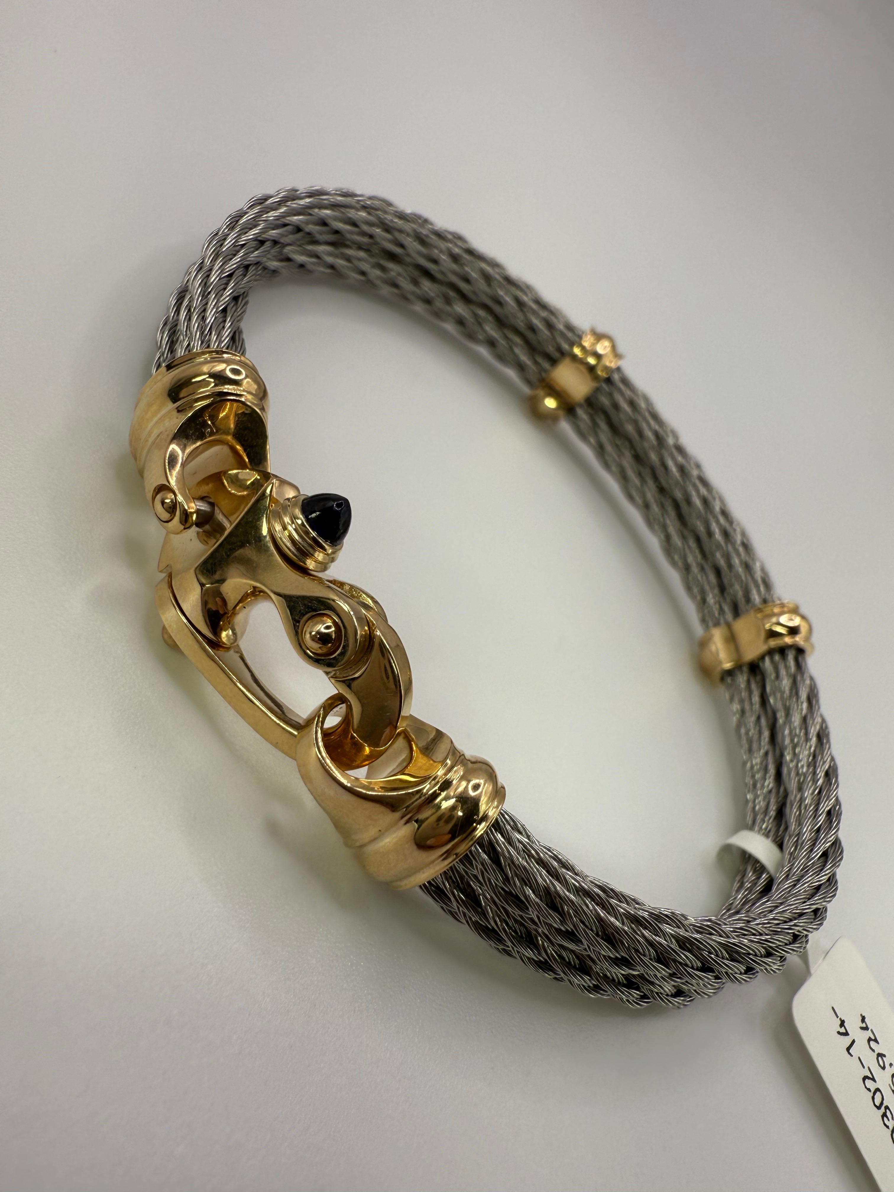 Mariners Schließe Armband 14KT Gold Saphir Herrenarmband im Angebot 2