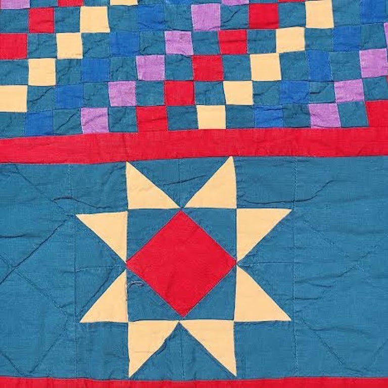 Hand-Crafted Mariners Compass Crib Quilt For Sale