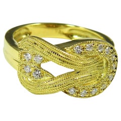 Mariner's Knot-Cocktail  Ring aus 18 Karat Grüngold und Diamanten mit Milgrain-Ring