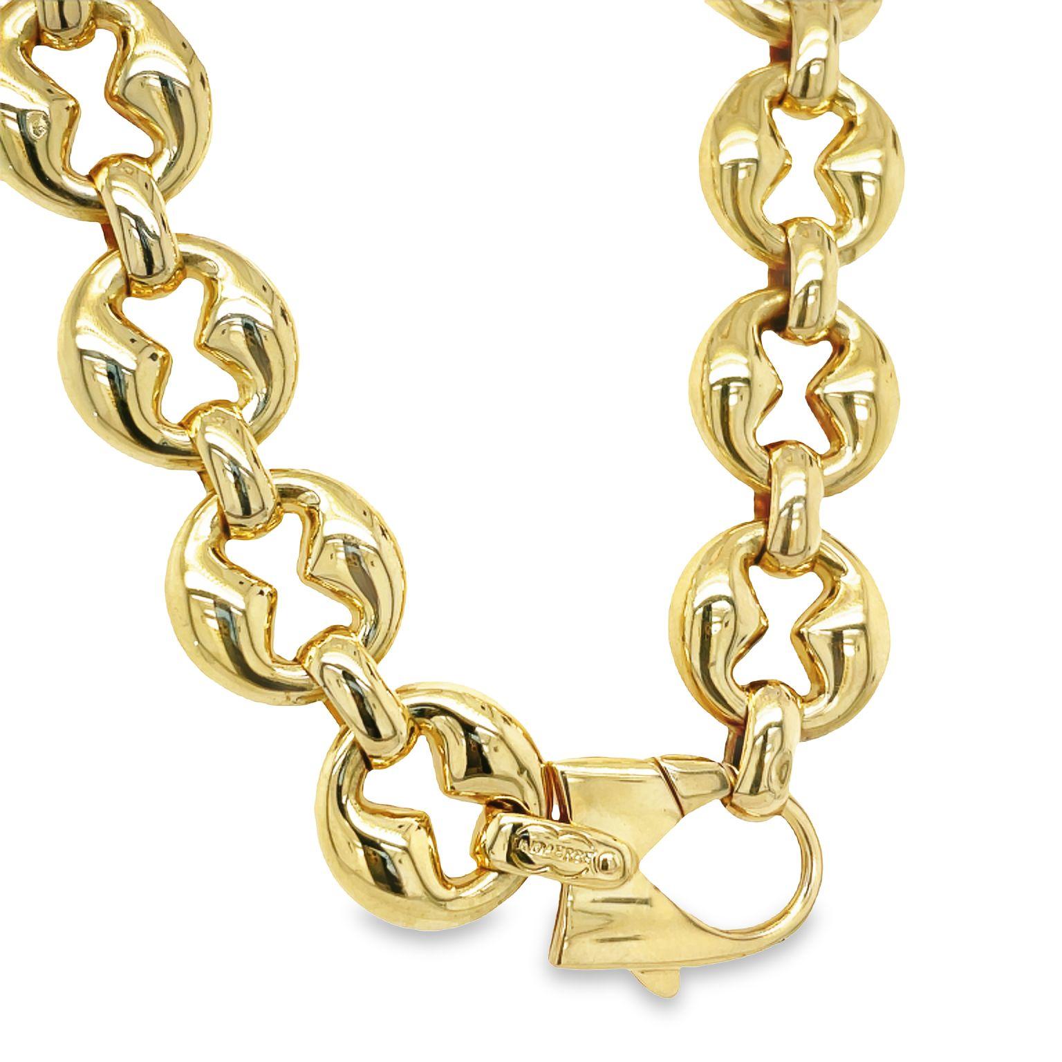 Mariners Puffed Link Chain UnoAErre Necklace 18k Yellow Gold In Good Condition For Sale In beverly hills, CA