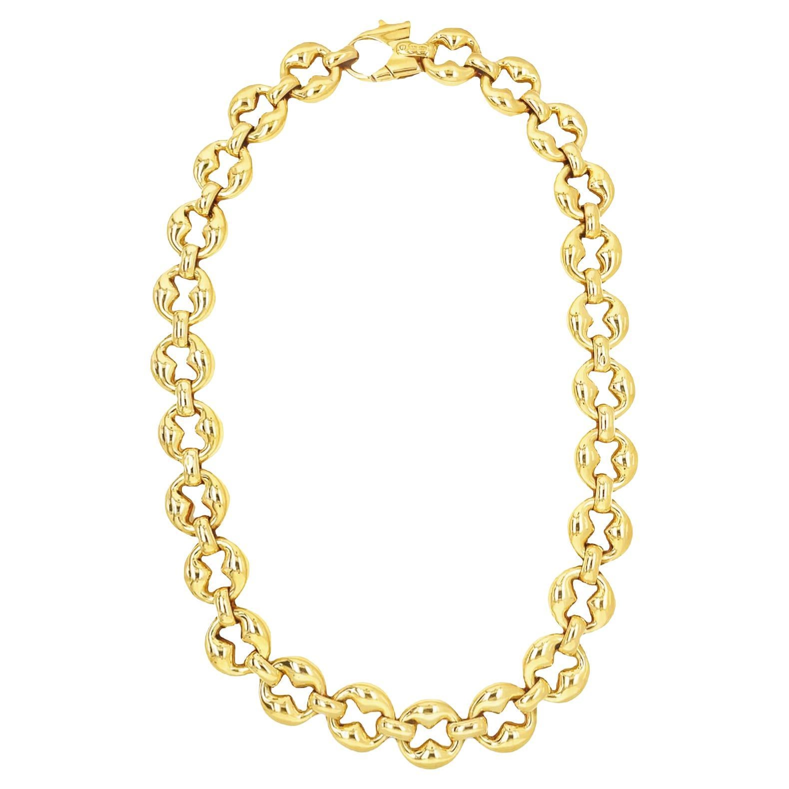 Mariners Puffed Link Chain UnoAErre Necklace 18k Yellow Gold For Sale