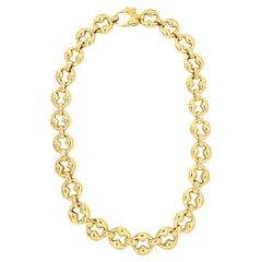 Vintage Mariners Puffed Link Chain UnoAErre Necklace 18k Yellow Gold