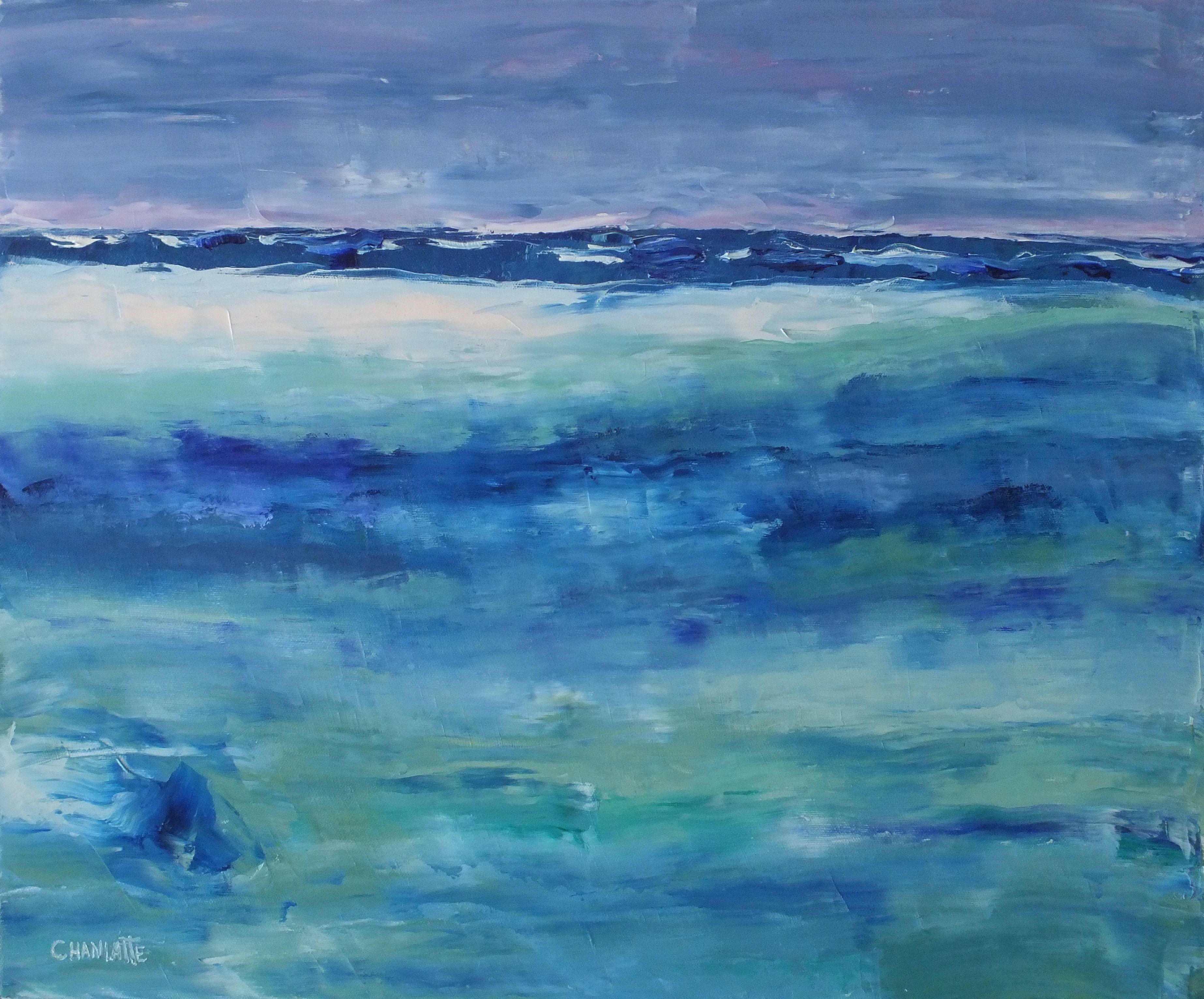 Abstract Painting di Marino Chanlatte - Key Arena waters 2, Pittura, Olio su tela