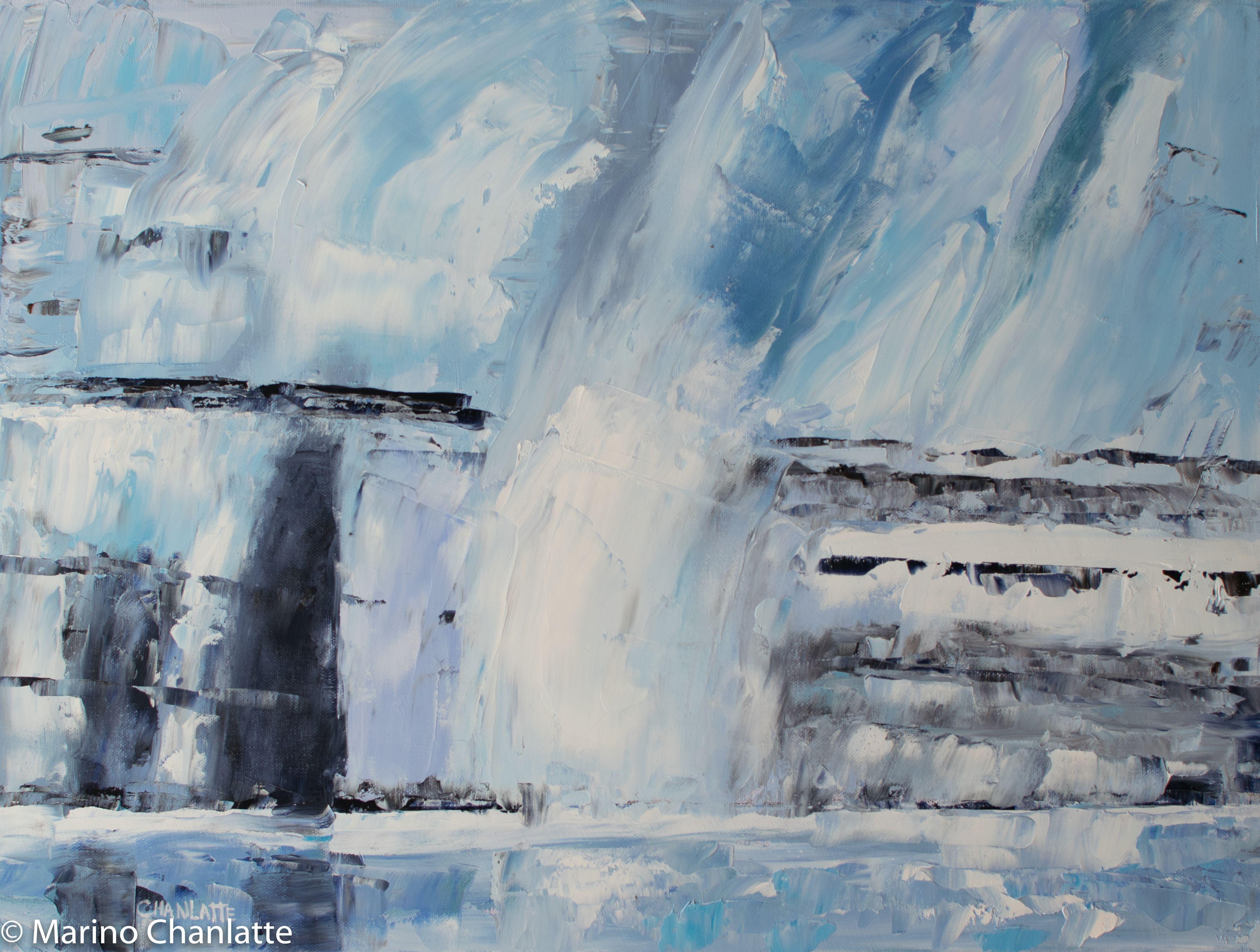 Marino Chanlatte Abstract Painting - Ocean 77, Ocean Ice Melting, Painting, Oil on Canvas
