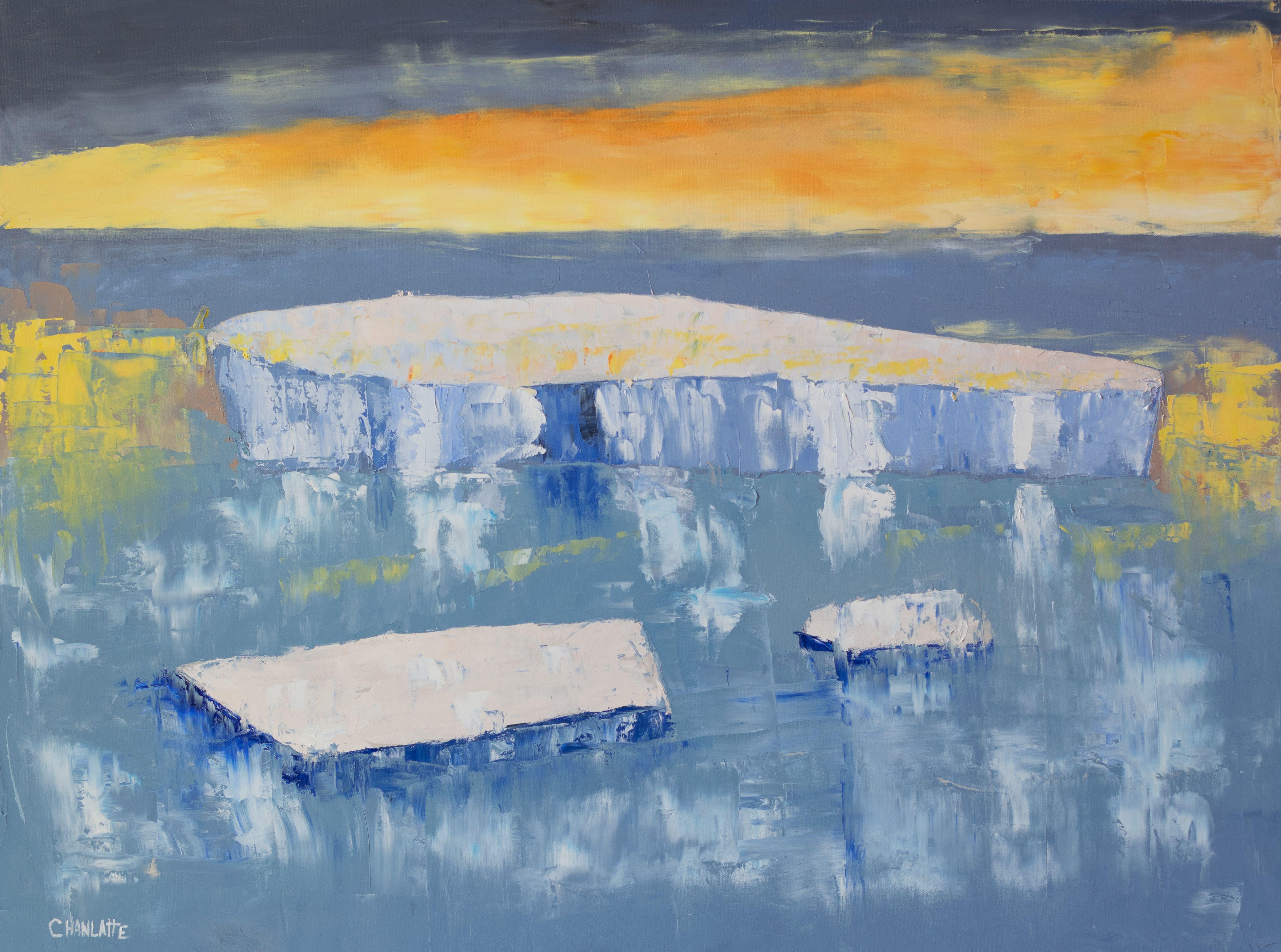 Marino Chanlatte Abstract Painting – Ocean 78, Ice Melting 2, Gemälde, Öl auf Leinwand