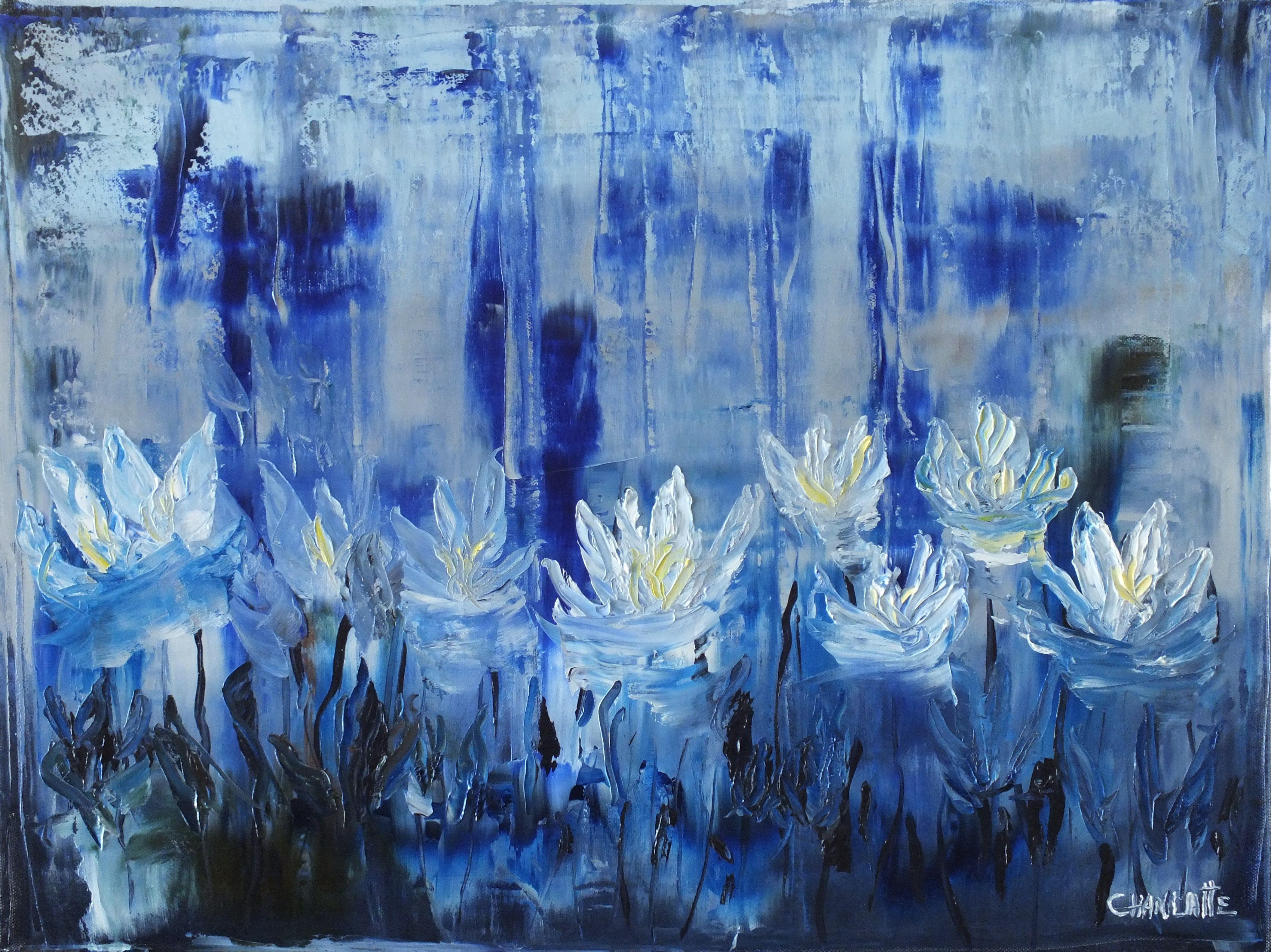 Marino Chanlatte Abstract Painting - Water lilies 10, Painting, Oil on Canvas