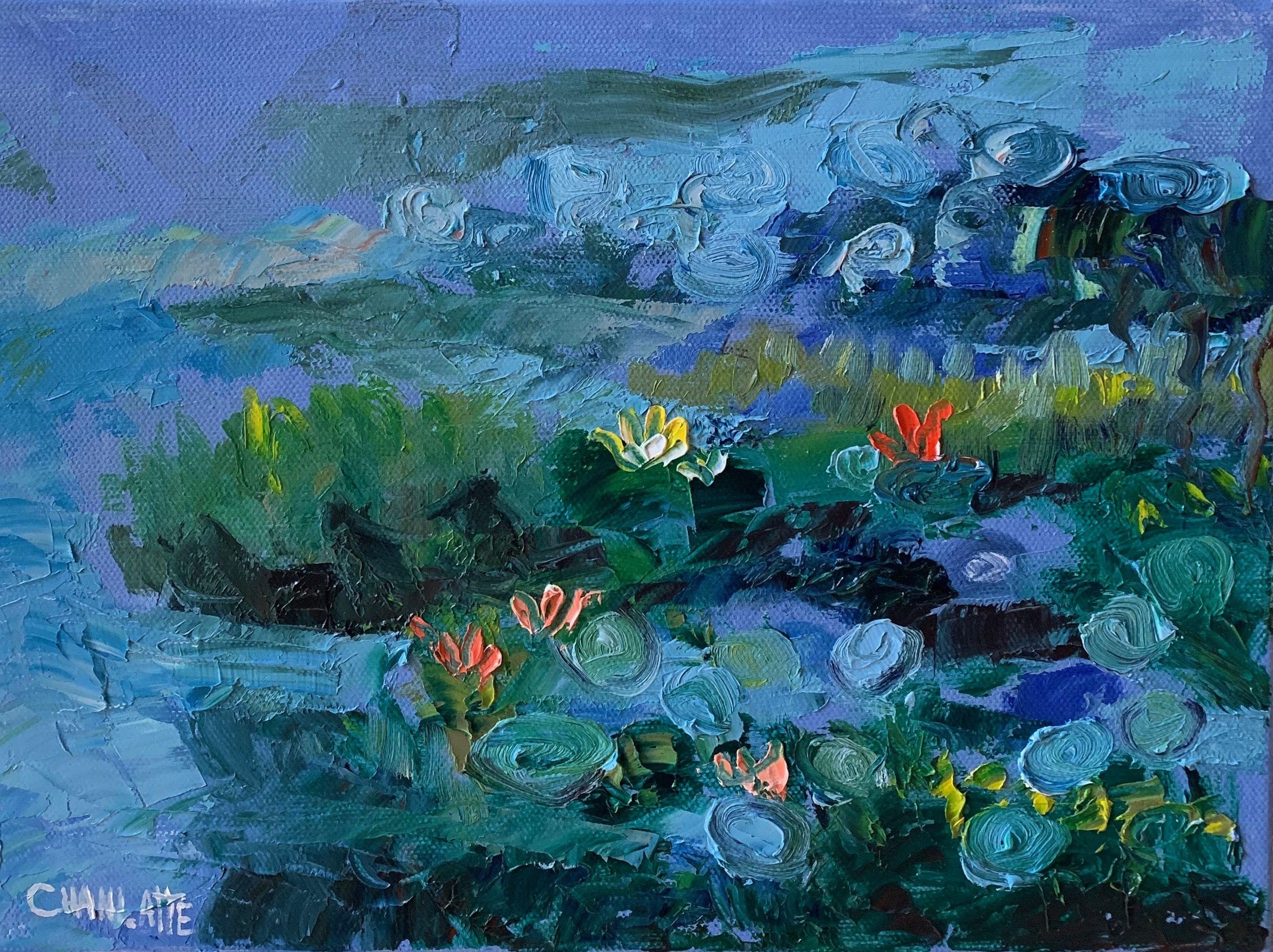 Marino Chanlatte Abstract Painting - Water lilies 14, Painting, Oil on Canvas