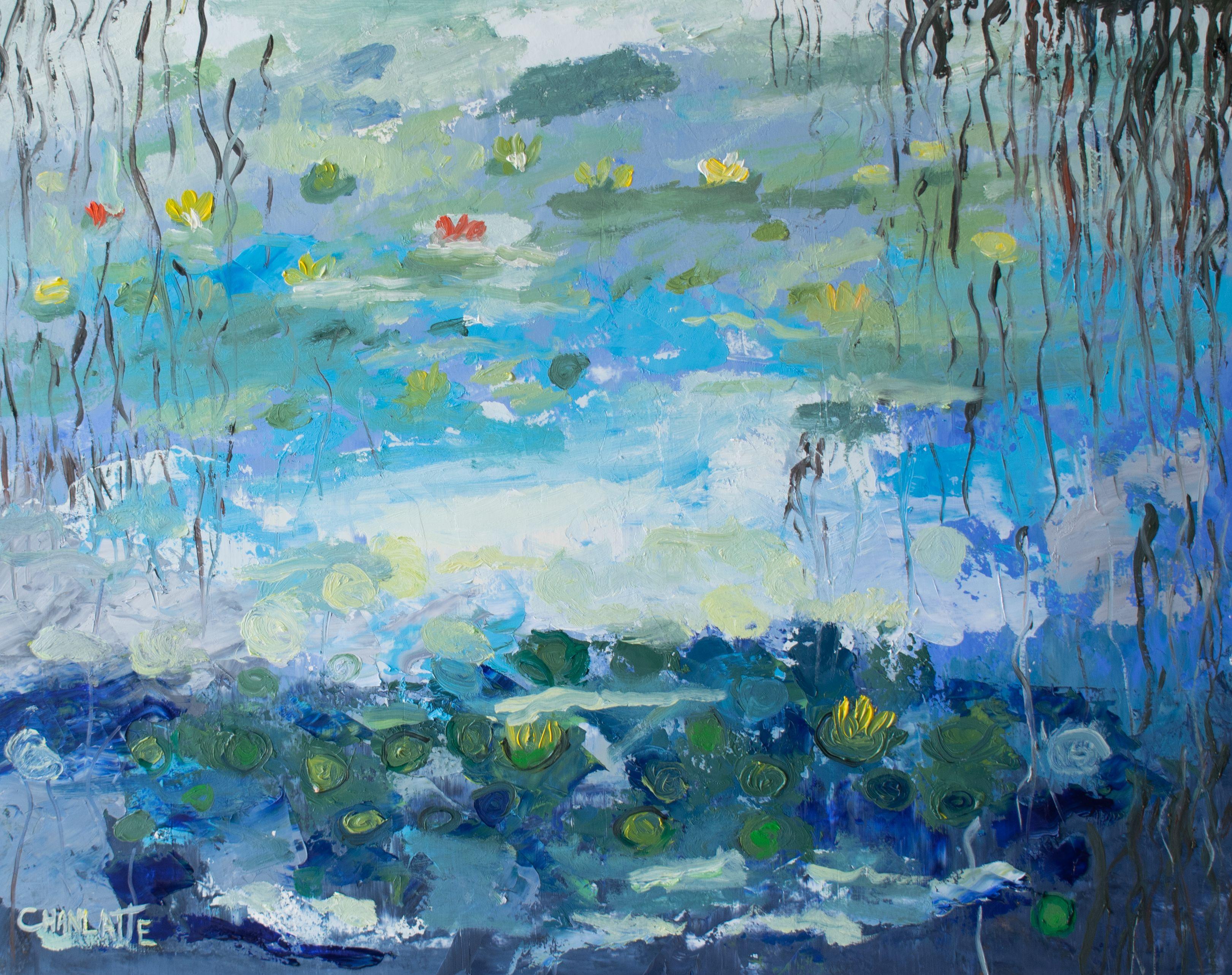 Marino Chanlatte Abstract Painting - Water lilies 15, Painting, Oil on Paper