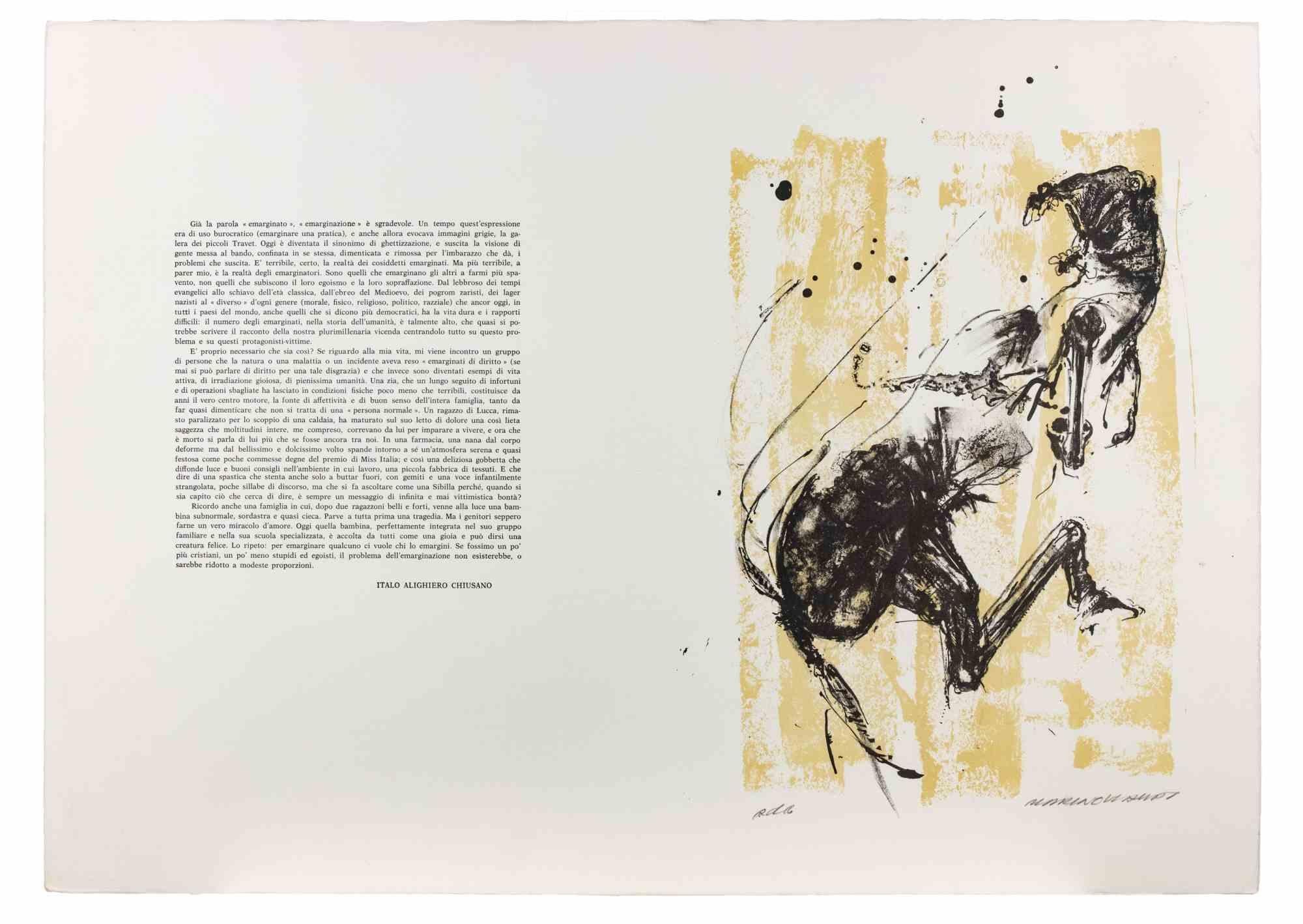 „Abstract Composition“ – Lithografie von Marino Haupt – 1970er Jahre