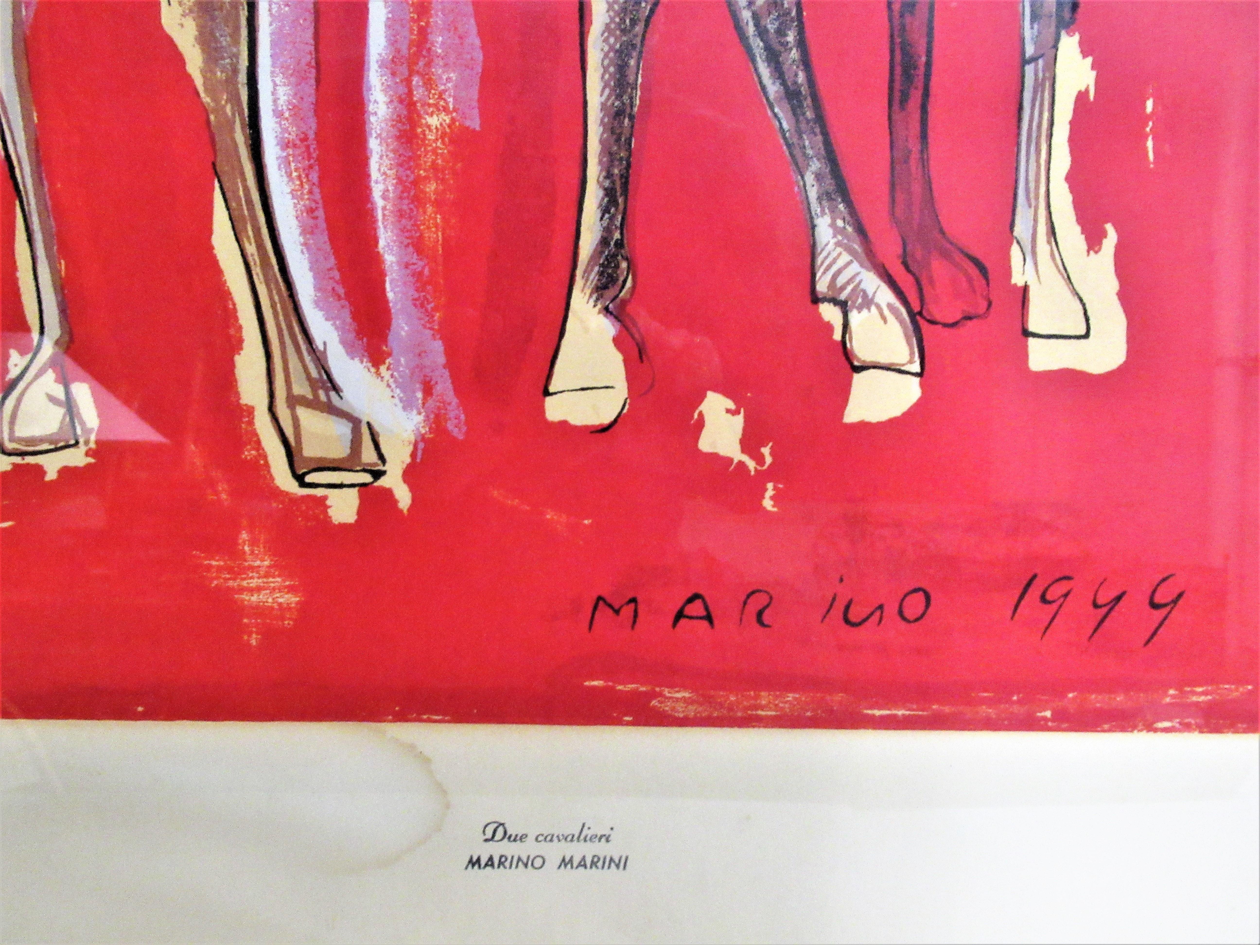 Mid-Century Modern Marino Marini, Lithograph Print - Due Cavalieri, 1949