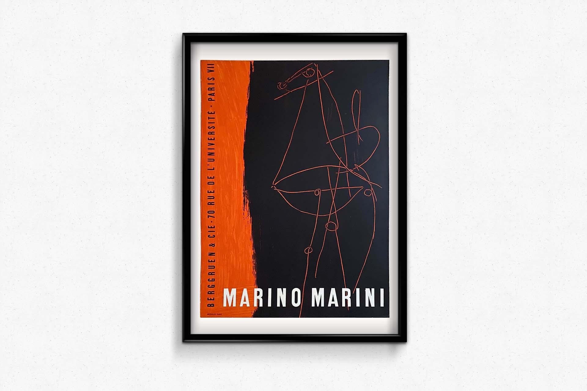 1955 Original exhibition poster of Marino Marini - Mourlot - Paris 3