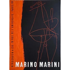 1955 Original exhibition poster of Marino Marini - Mourlot - Paris