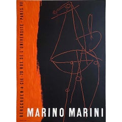 Original-Ausstellungsplakat von Marino Marini – Mourlot – Paris, 1955