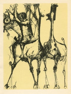 Vintage (after) Marino Marini - "Cavaliers et chevaux" pochoir