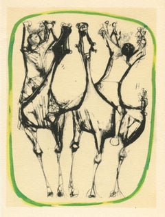 Vintage (after) Marino Marini - "Cavaliers et chevaux" pochoir