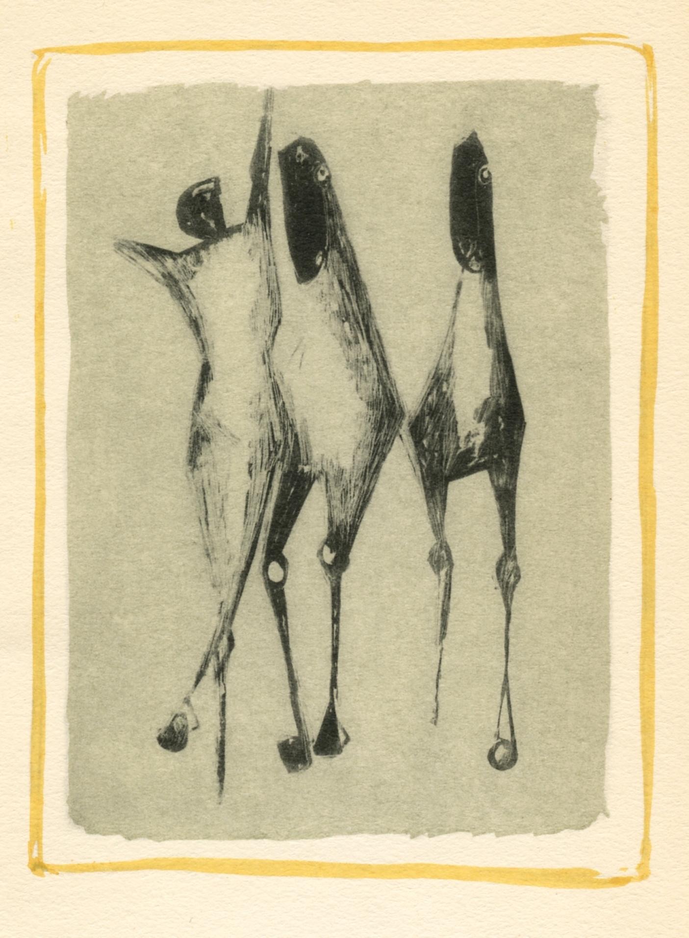 Medium: Pochoir (nach der Lithographie). Gedruckt im Atelier von Daniel Jacomet, veröffentlicht 1955 in Paris von Heinz Berggruen. Das Bild misst 5 1/4 x 4 Zoll (133 x 100 mm). Nicht unterzeichnet.