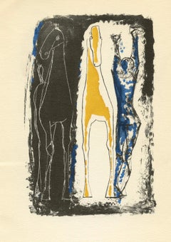 (after) Marino Marini - "Jongleur et deux chevaux" pochoir