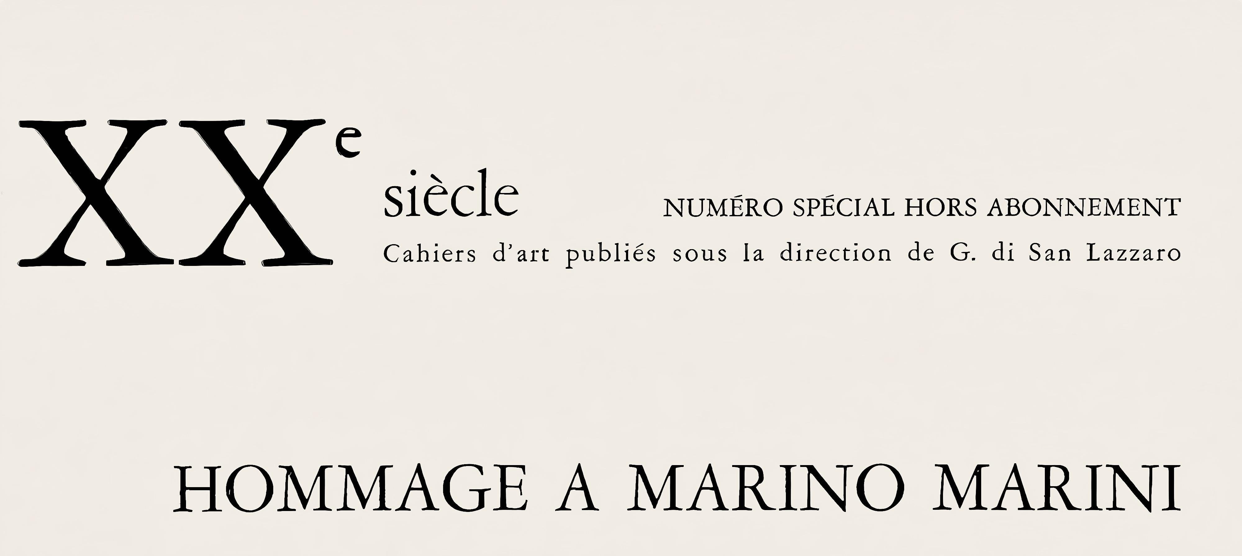Lithograph on vélin paper. Paper Size: 12.4 x 19.3 inches, with centerfold, as issued. Inscription: Signed in the plate and unnumbered, as issued. Catalogue raisonné references: Guastalla, Giorgio, et al. Marino Marini : Catalogue Raisonné of the