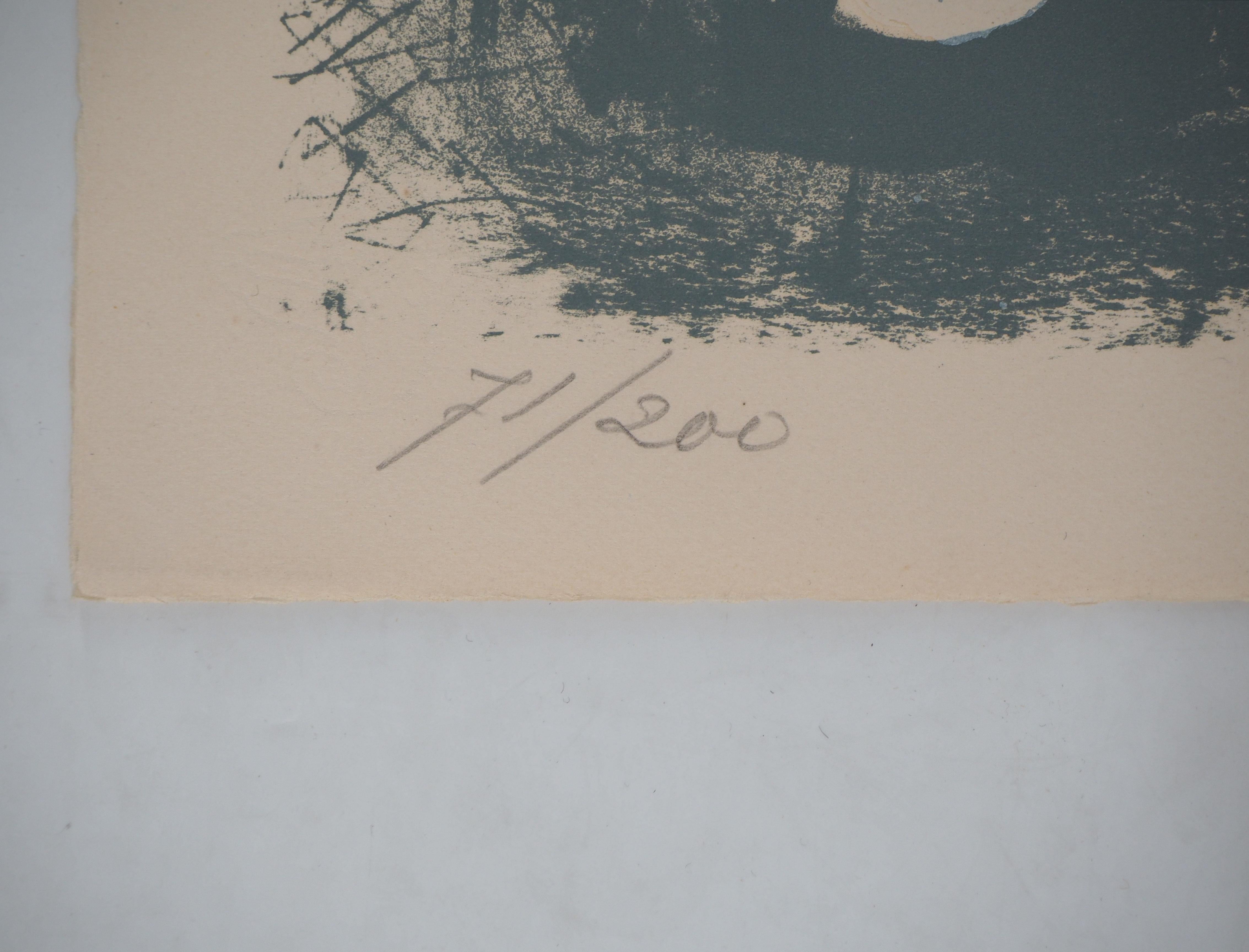 Cavallo (Horse on Blue Background) - Original handsigned lithograph 1
