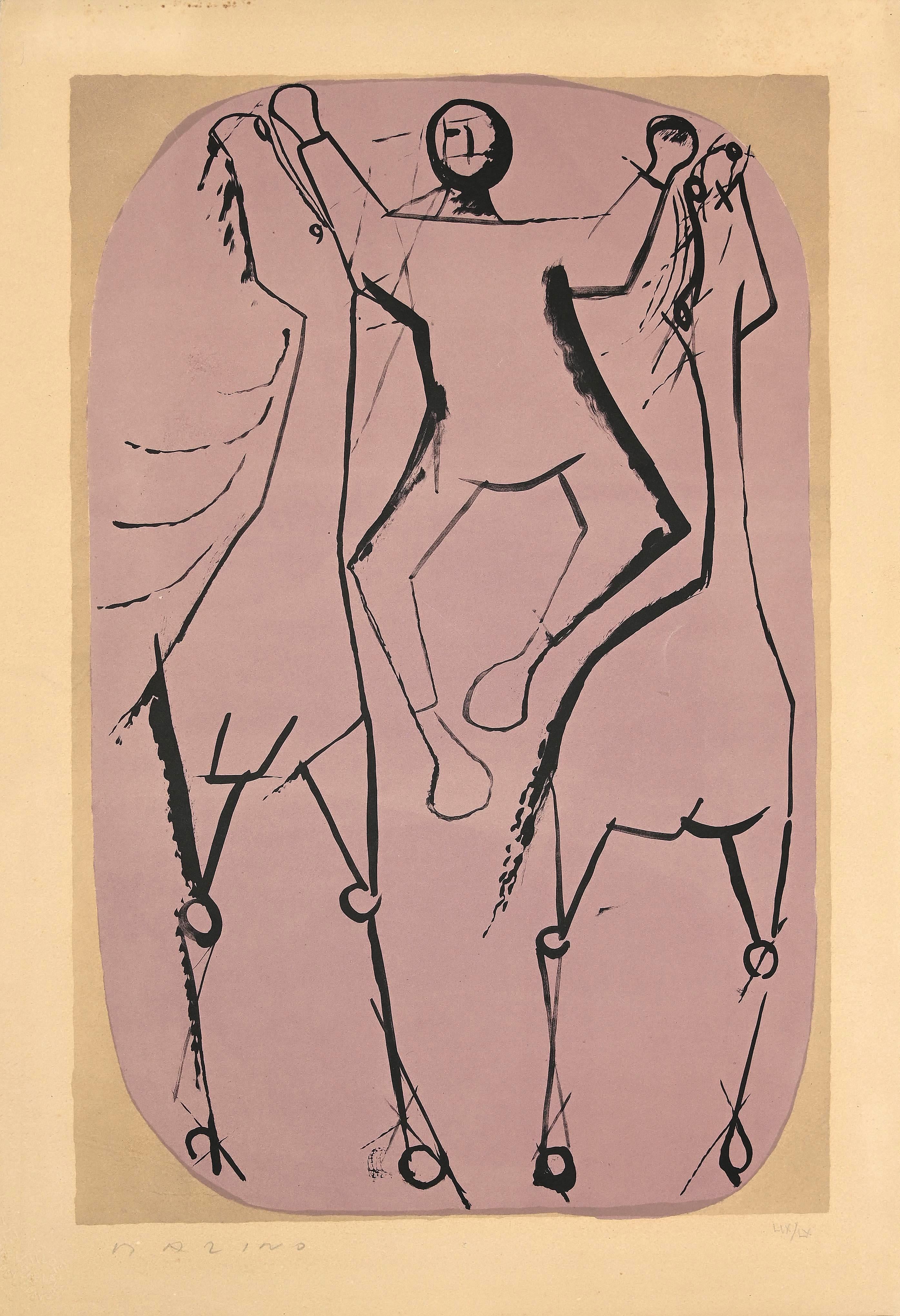 Cheveaux et Jongleur - Original Lithograph by Marino Marini - 1951