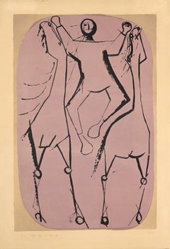 Cheveaux et Jongleur - Litografía de Marino Marini - 1951