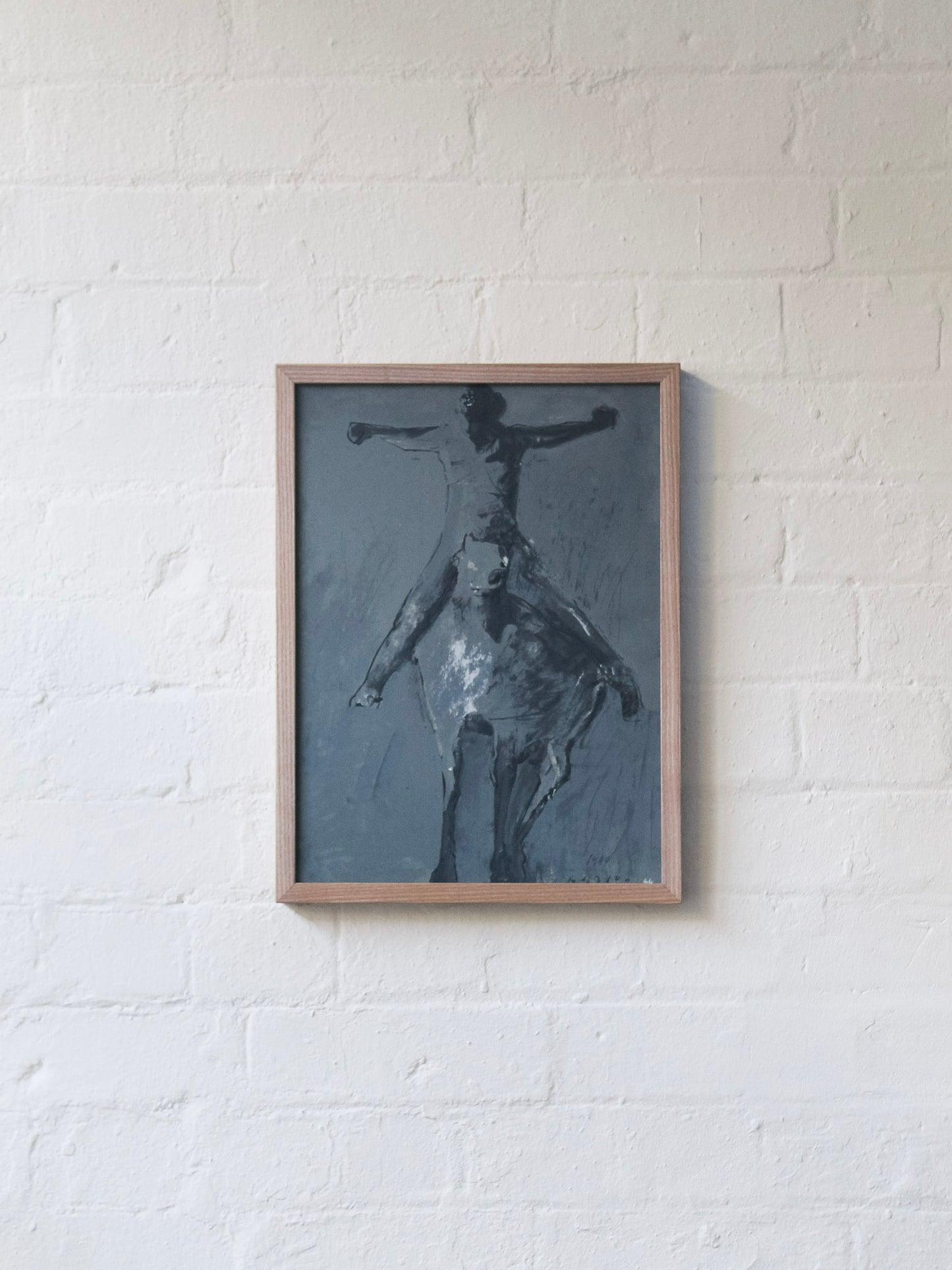 Eine signierte und datierte Farblithografie des italienischen Künstlers Marino Marini (1901-1980), ohne Titel. Datiert 1949, nummeriert 44. Rückseitig bezeichnet "Carl Schünemann Bremen Verlag der Dietz Offizin", lithographische Replik aus der