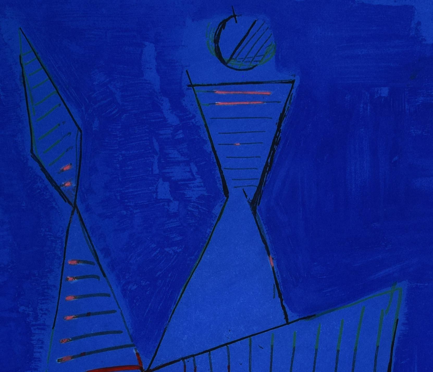 Composición I, de: Marino de Goethe - Arte Italiano Alemán Goethe - Figurative Print Azul de Marino Marini