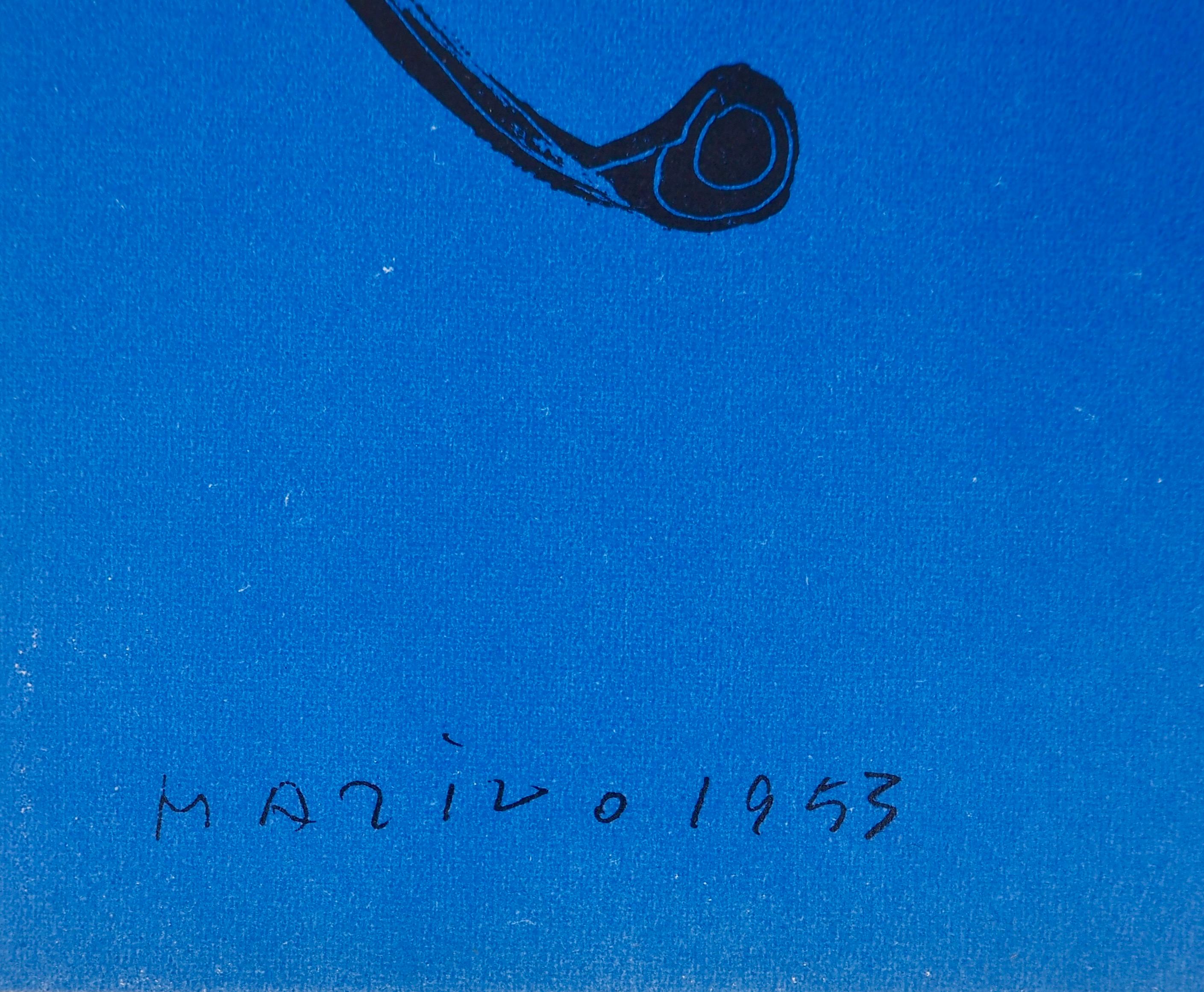 Composición, Société internationale d'art XXe siècle - Landscape Print Azul de Marino Marini
