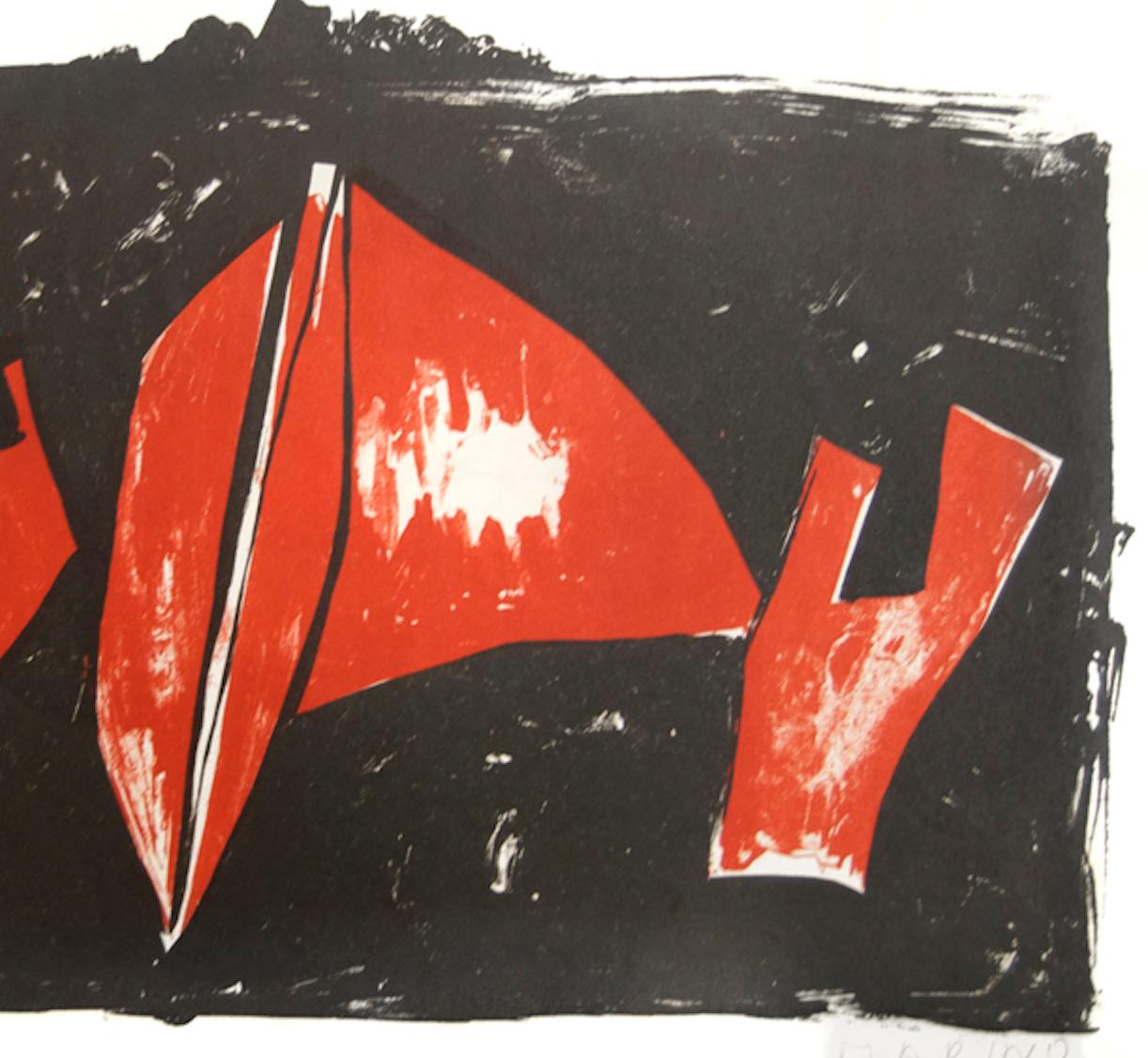 Composizione di elementi - Litografia originale di Marino Marini - 1966 in vendita 1