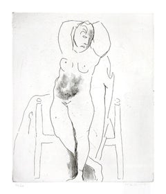Female Nude - Original Etching by Marino Marini - 1950