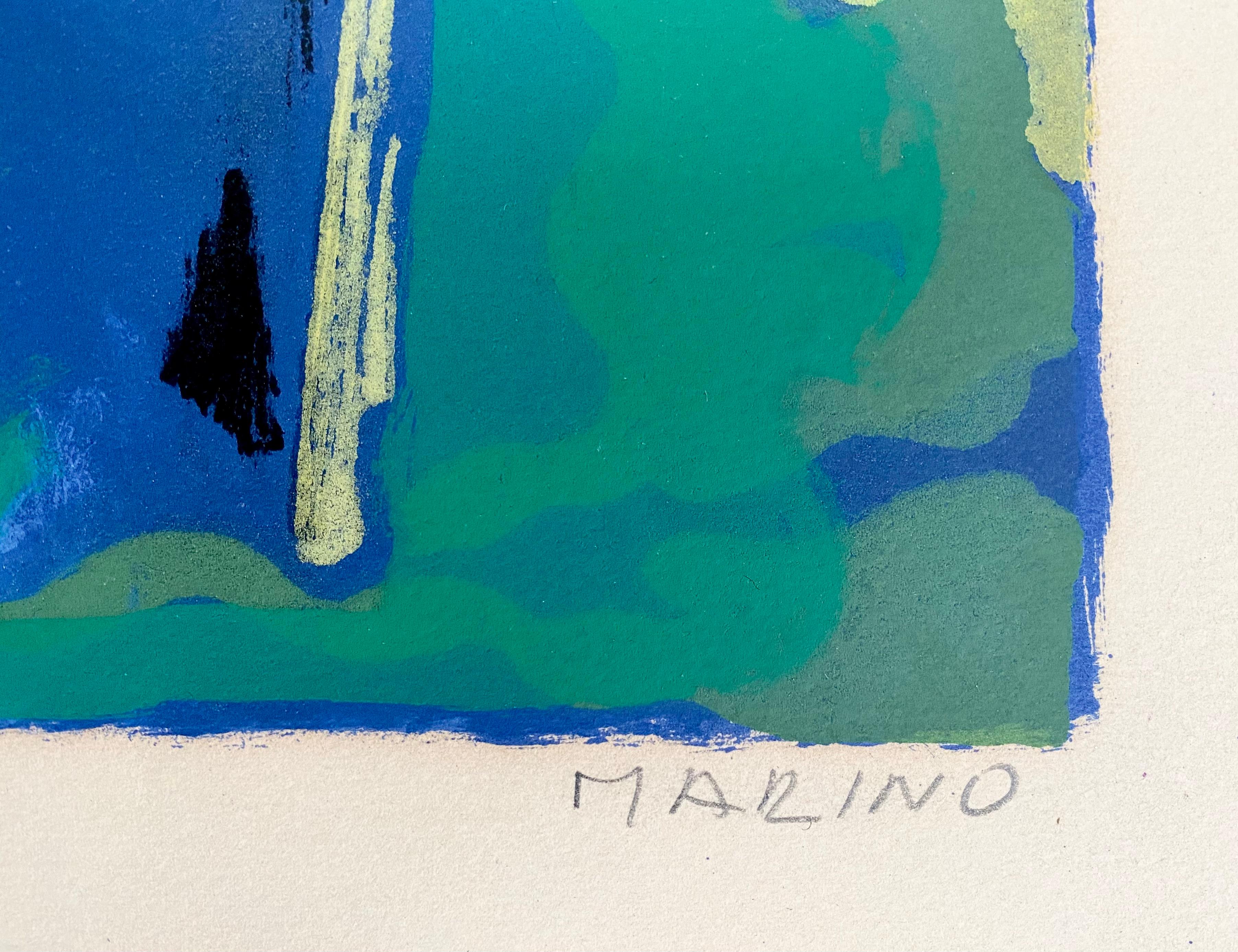 De la couleur à la forme VII - Bleu Figurative Print par Marino Marini