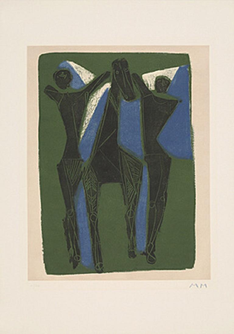 From "Marino from Goethe" by Marino Marini, Green, Black, Figurative Print