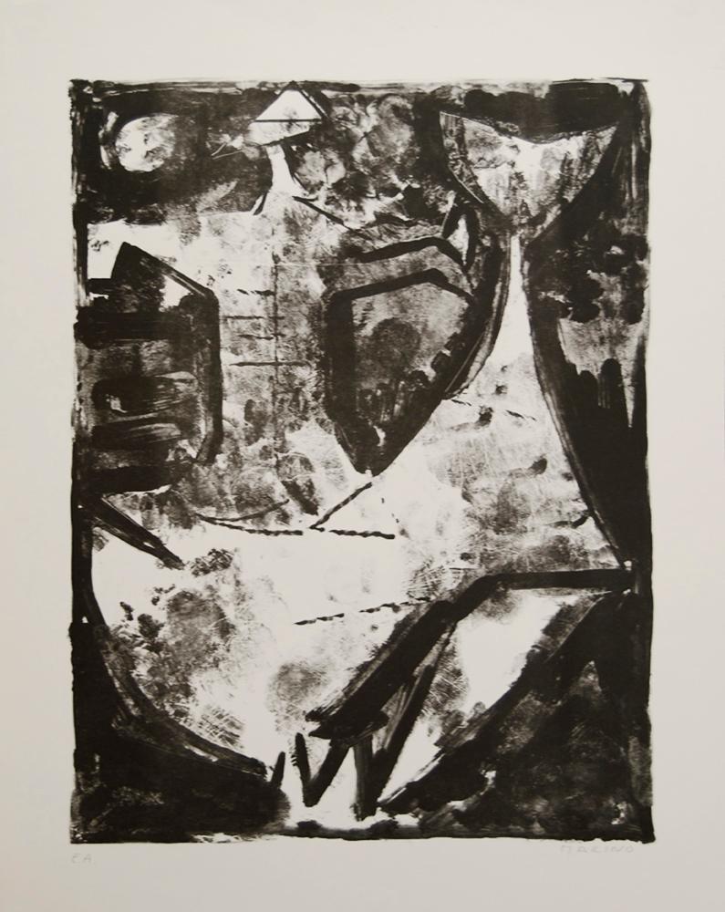 Marino Marini Print - Idea of a Knight - Original b/w lithograph - 1965