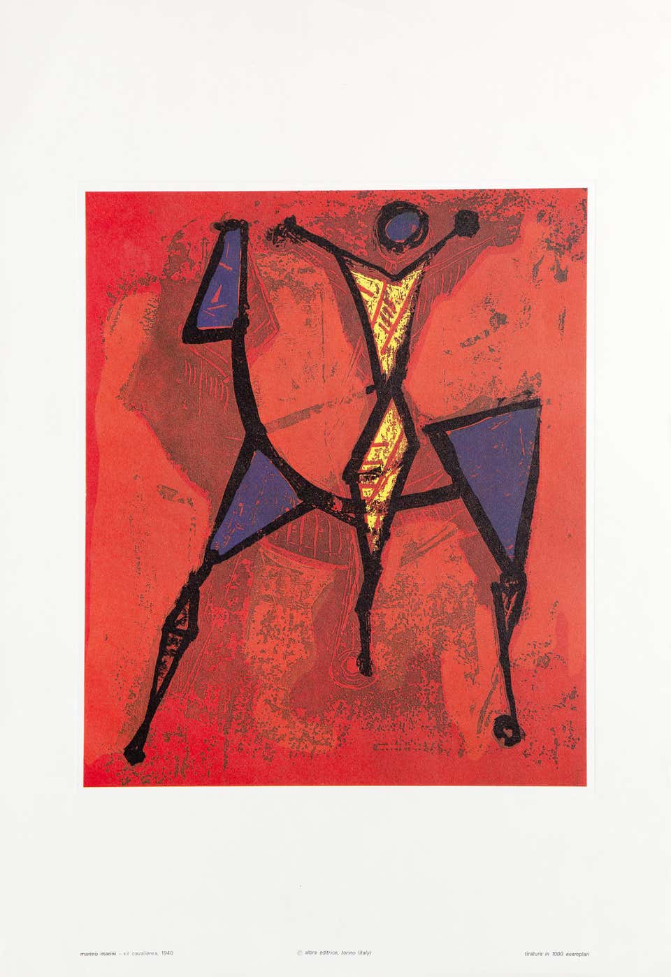 Marino Marini 'Le Chevalier' 1955 Plate Signed Lithograph – Horse Rider Art, 26x20, France