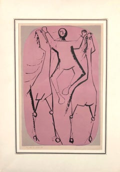 Jugglers - Chevaux et Jongleur - Lithograph by Marino Marini - 1951