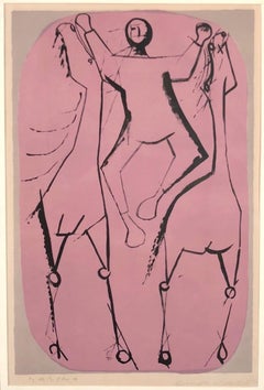 Jugglers - Chevaux et Jongleur - Lithograph by Marino Marini - 1951