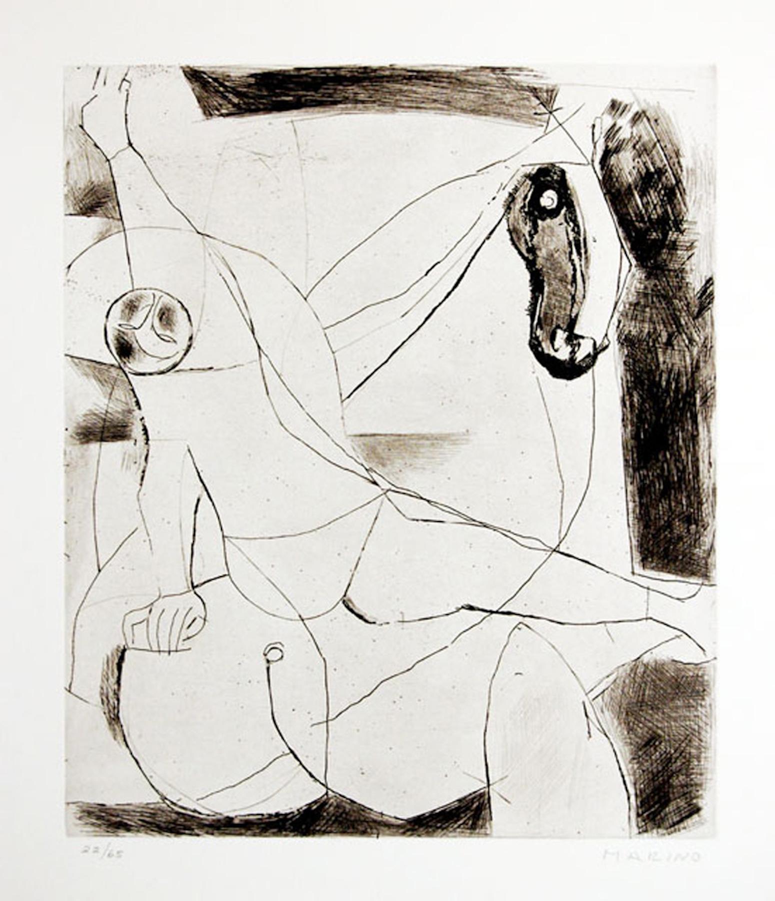 Jugglers III - Eau-forte originale de Marino Marini - 1954 en vente 1