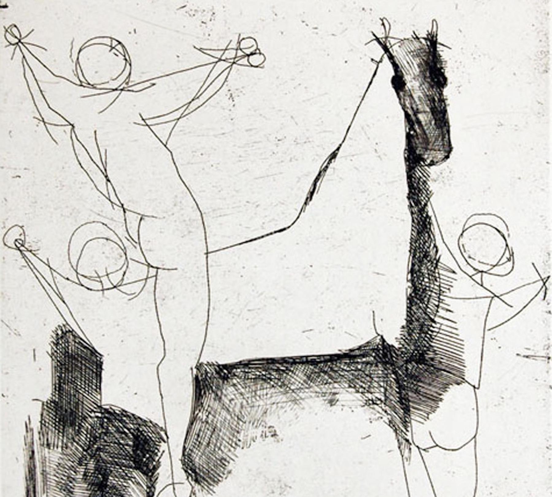 Jugglers X - Gravure originale de Marino Marini - 1955 en vente 1