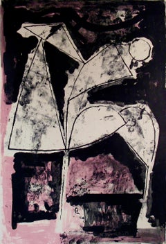 "l'Attesa" Large original colors lithograph