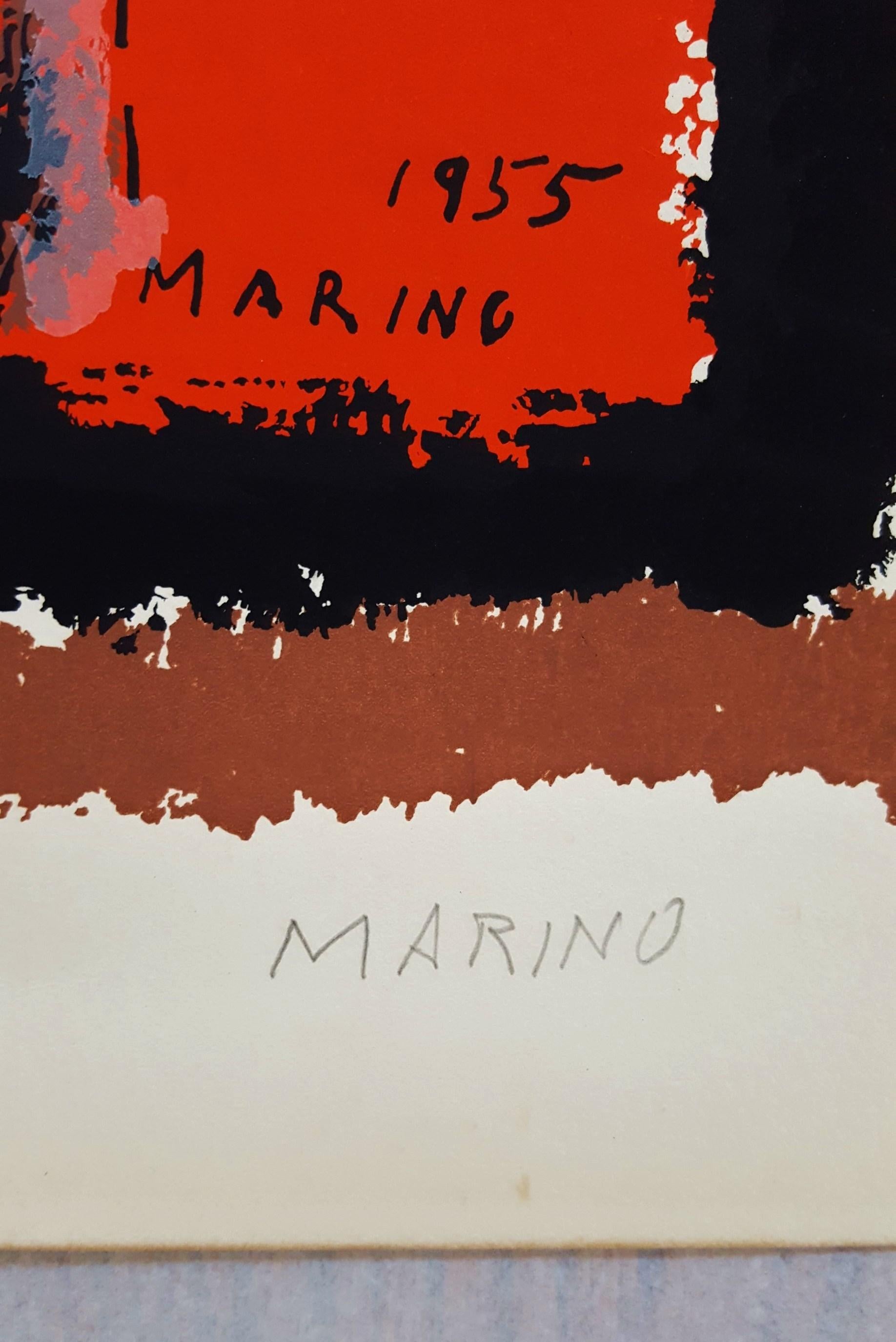 Le Cavalier - Red Animal Print by Marino Marini