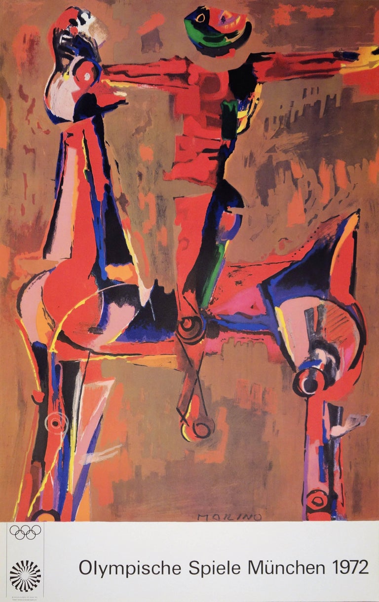 Marino Marini Figurative Print - Man on Horse - Lithograph (Olympic Games Munich 1972)