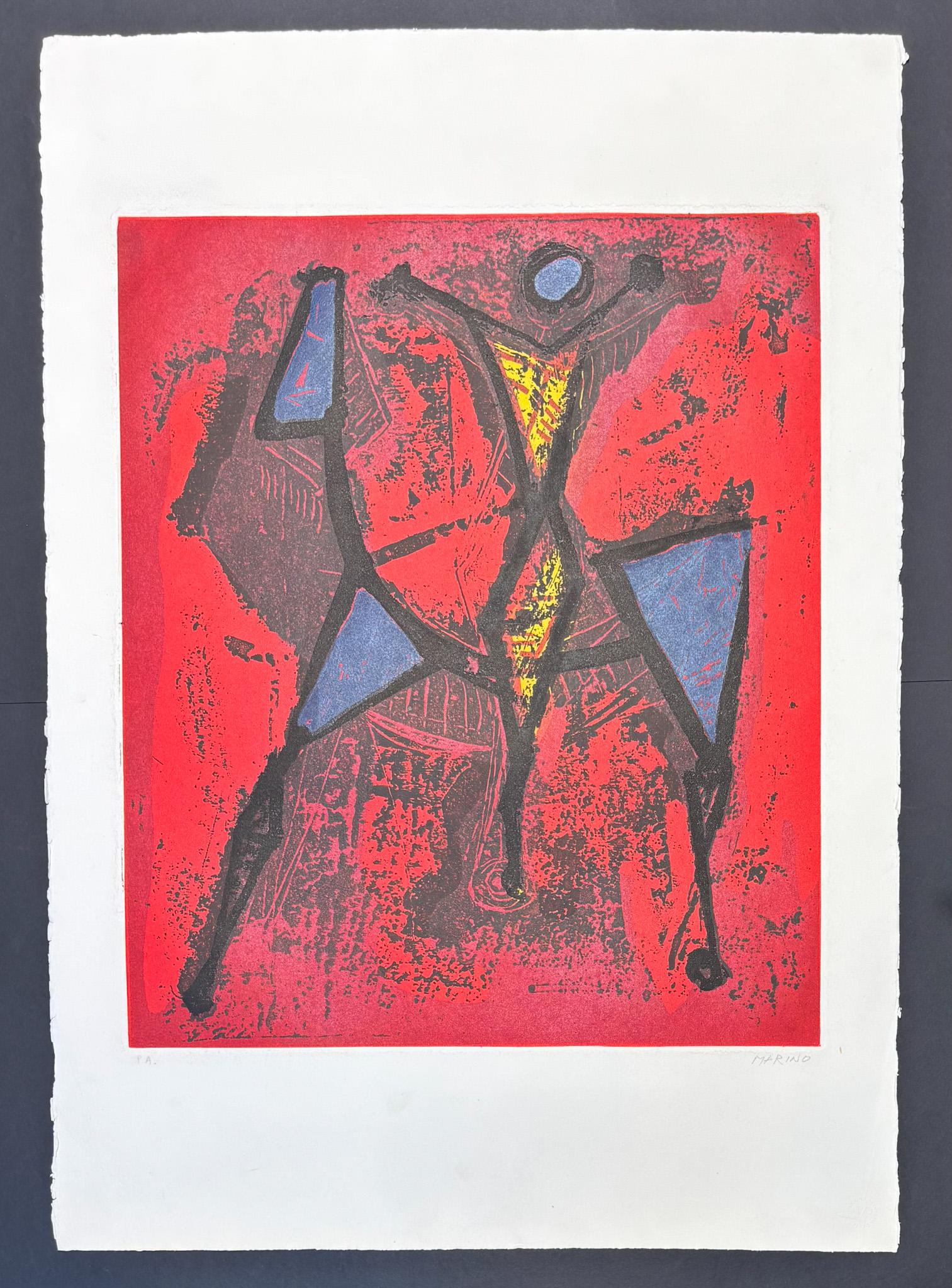 Marino Marini (1901-1980) - CAVALIERE I - Color Aquatint on Goya paper - 1972 For Sale 2